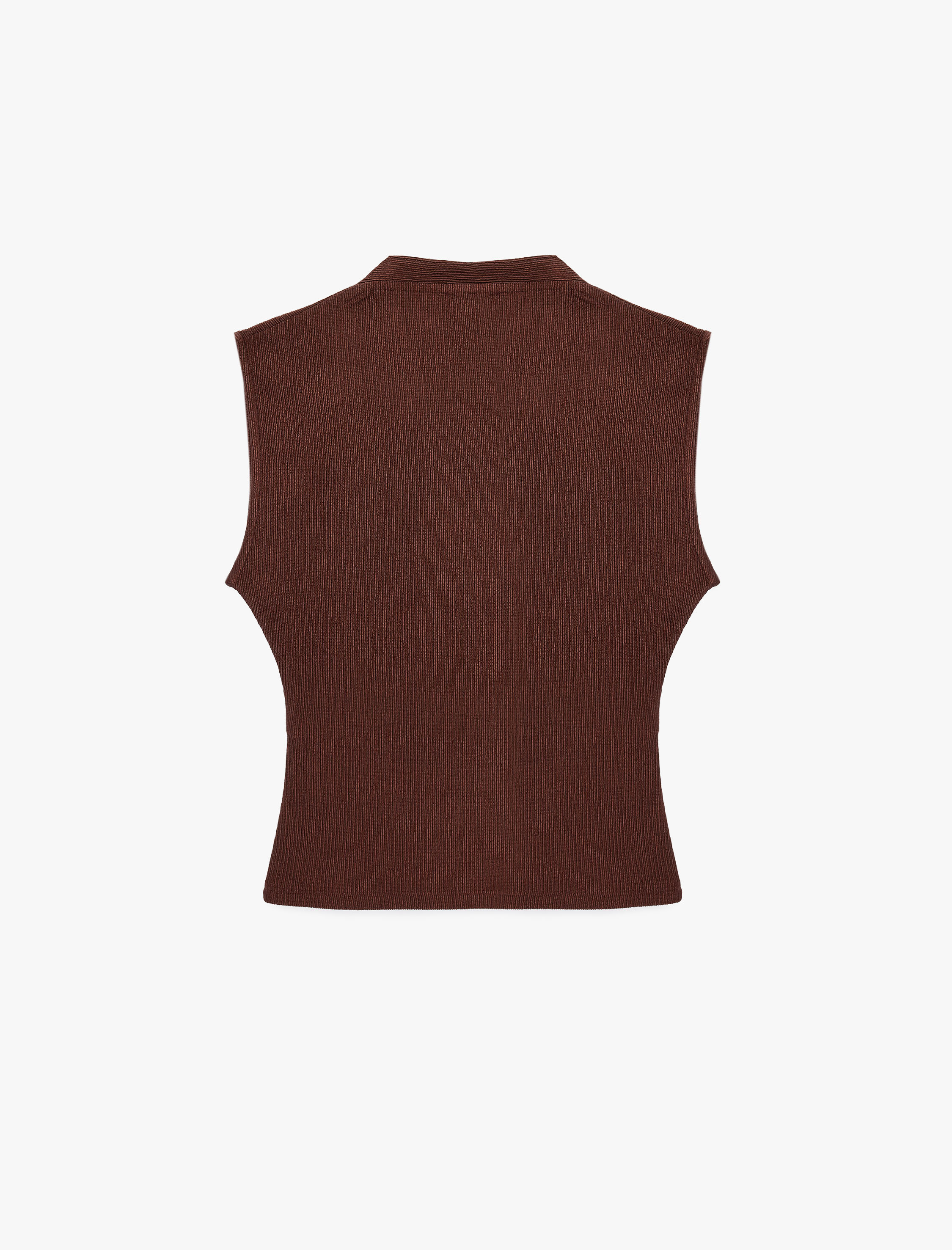   Dokulu Kolsuz Slim Fit V Yaka Bluz