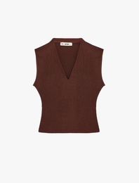 Dokulu Kolsuz Slim Fit V Yaka Bluz