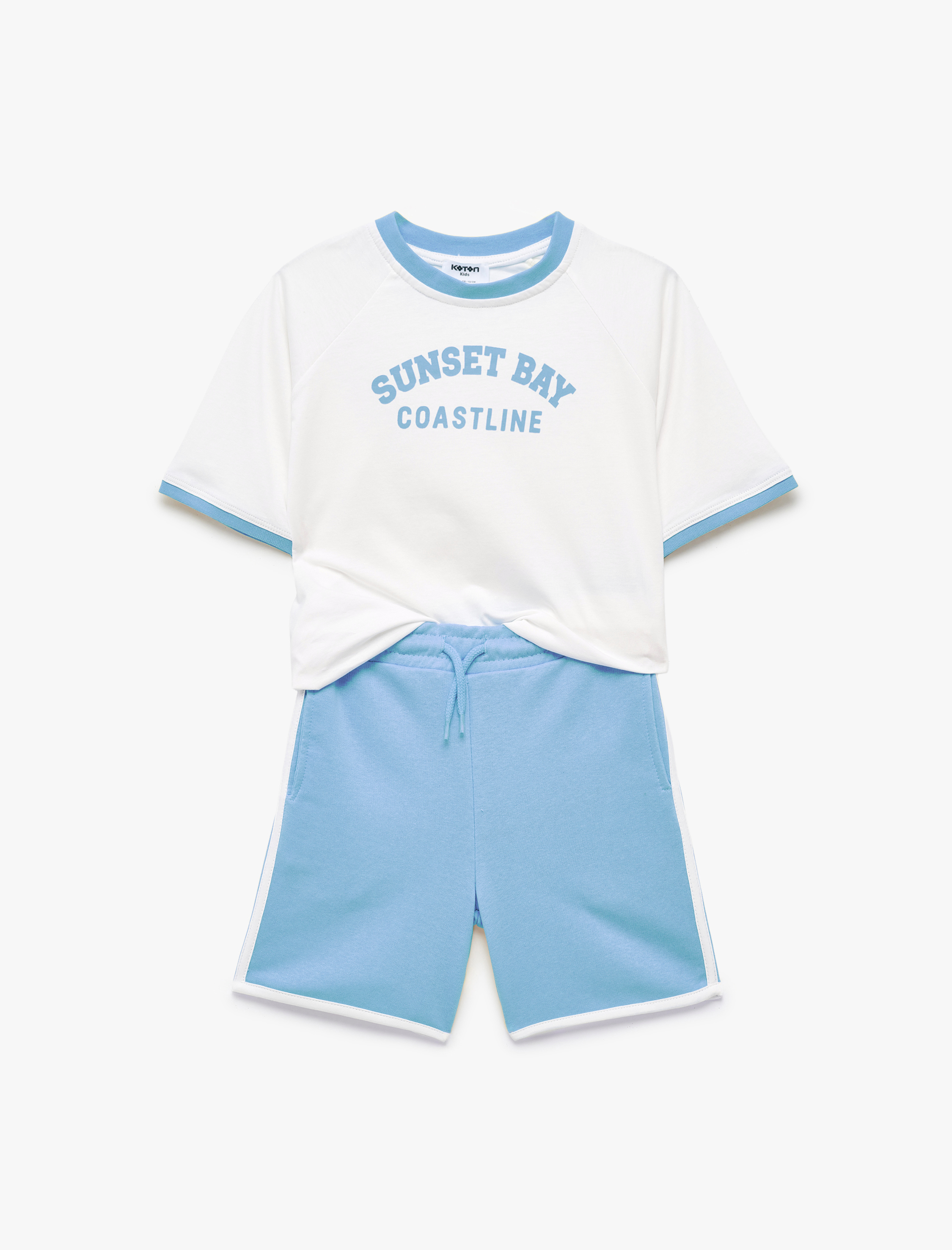  Erkek Çocuk Reglan Kol Bisiklet Yaka Baskılı Şort Tişört Takım