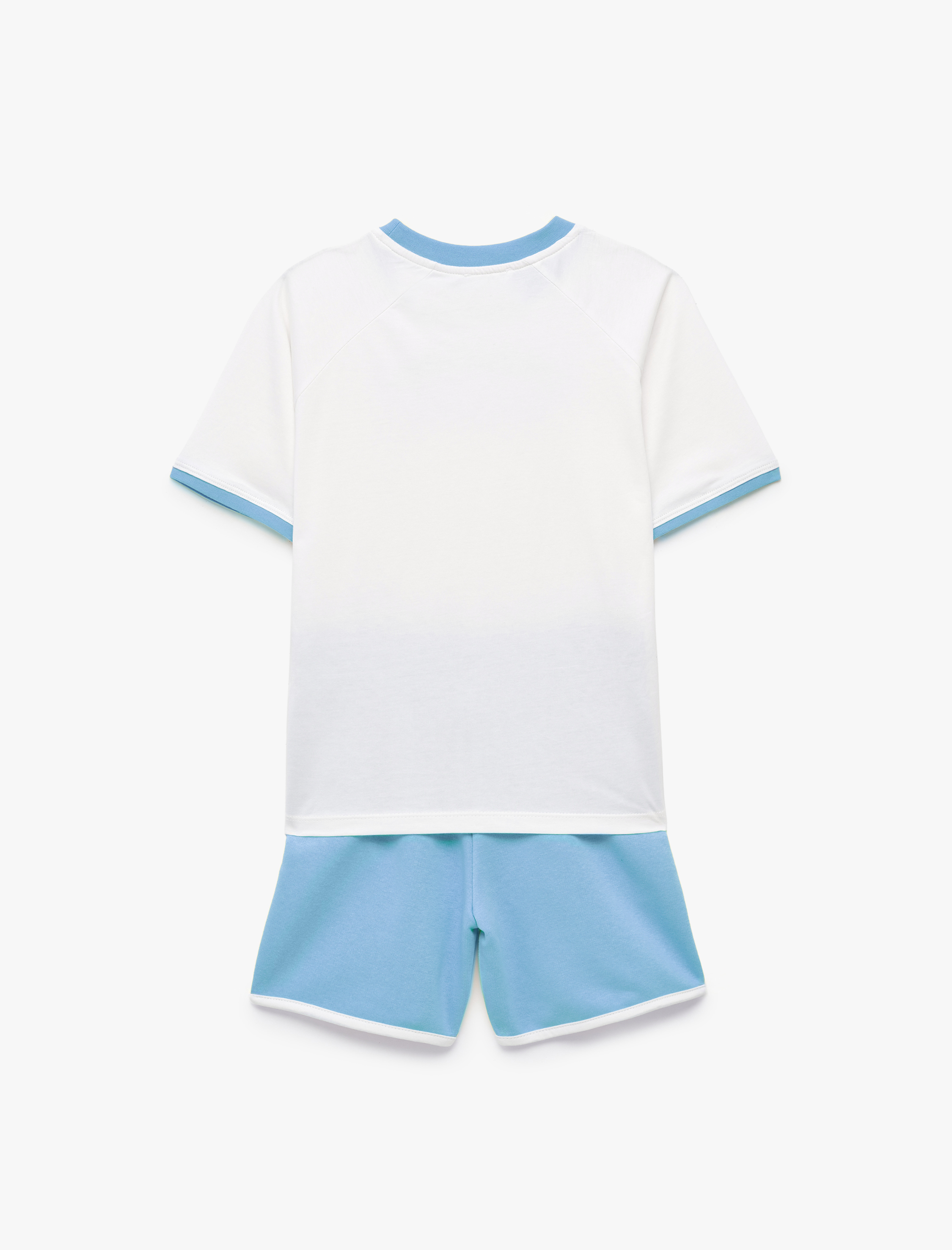  Erkek Çocuk Reglan Kol Bisiklet Yaka Baskılı Şort Tişört Takım