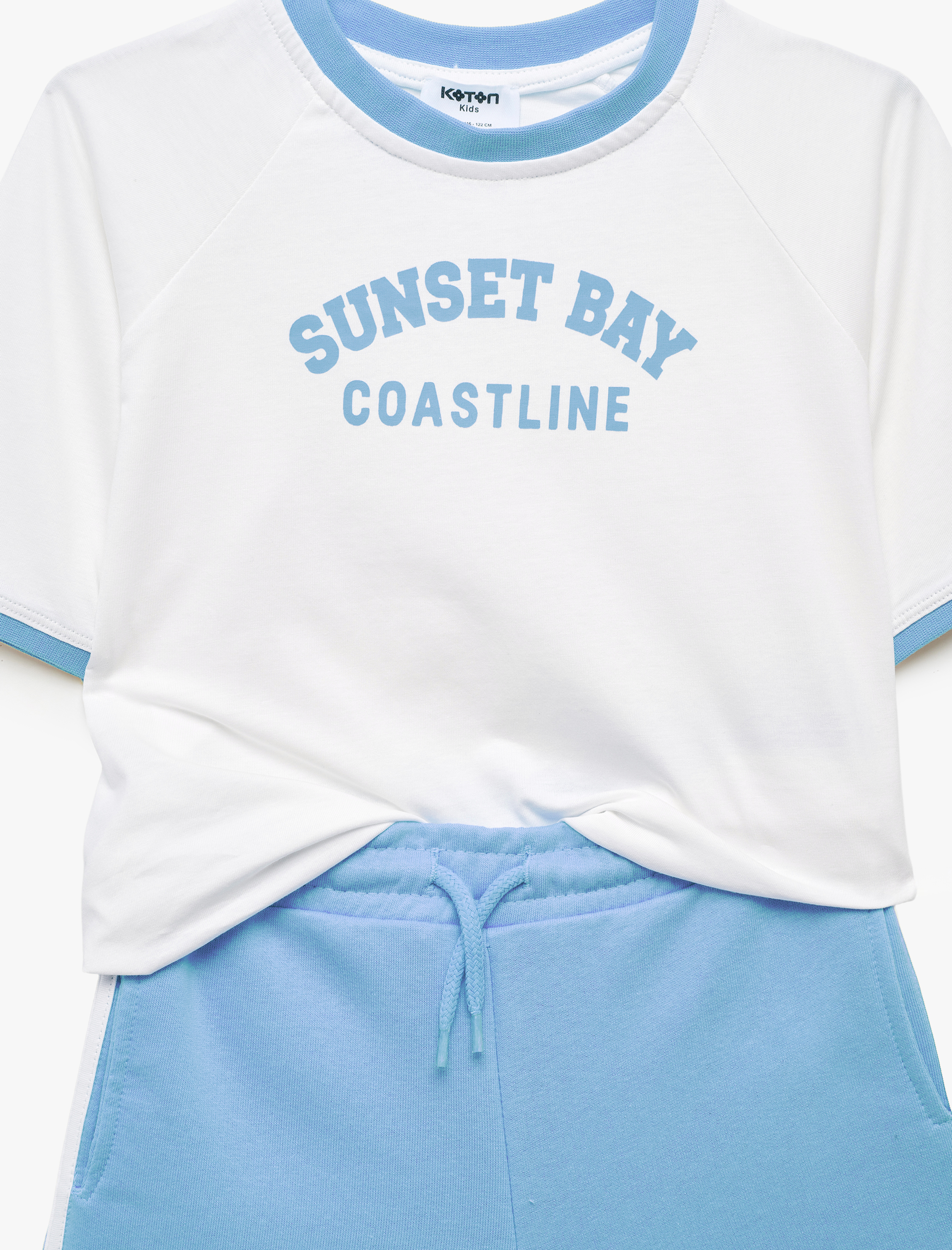  Erkek Çocuk Reglan Kol Bisiklet Yaka Baskılı Şort Tişört Takım