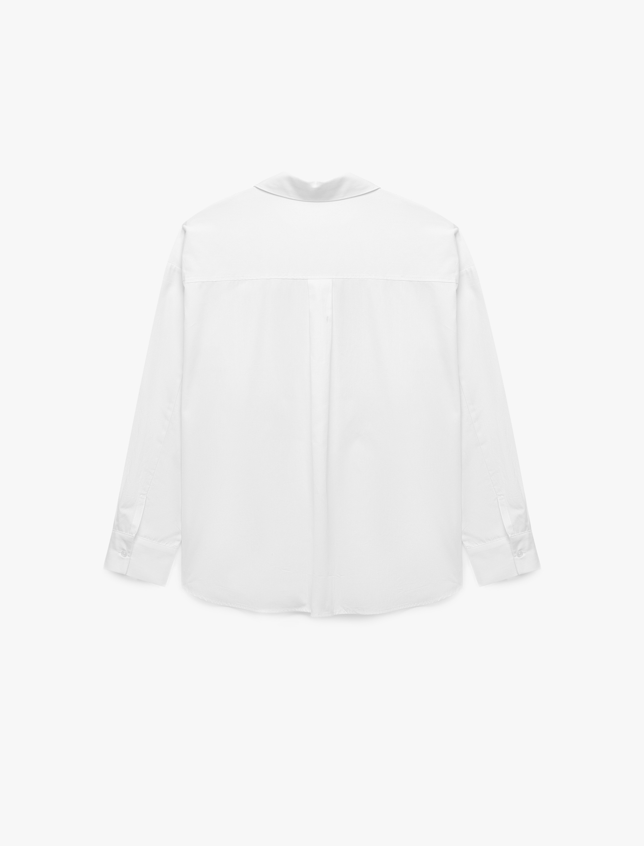   Pamuklu Uzun Kollu Boncuk Nakış Detaylı Poplin Oversize Gömlek