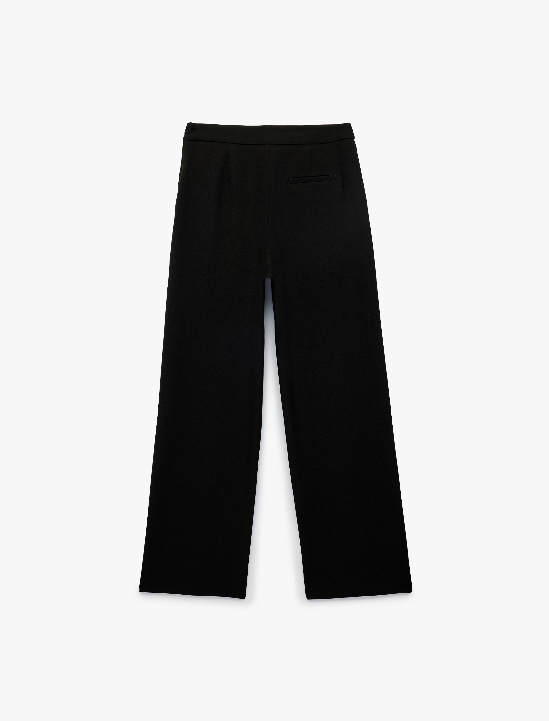   Yüksek Bel Cep Detaylı Geniş Paça Kumaş Pantolon