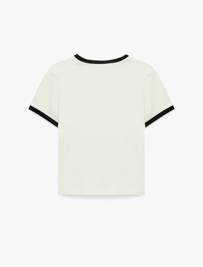  Pamuklu Kısa Kollu Biyeli Bisiklet Yaka Köpek Baskılı Tişört