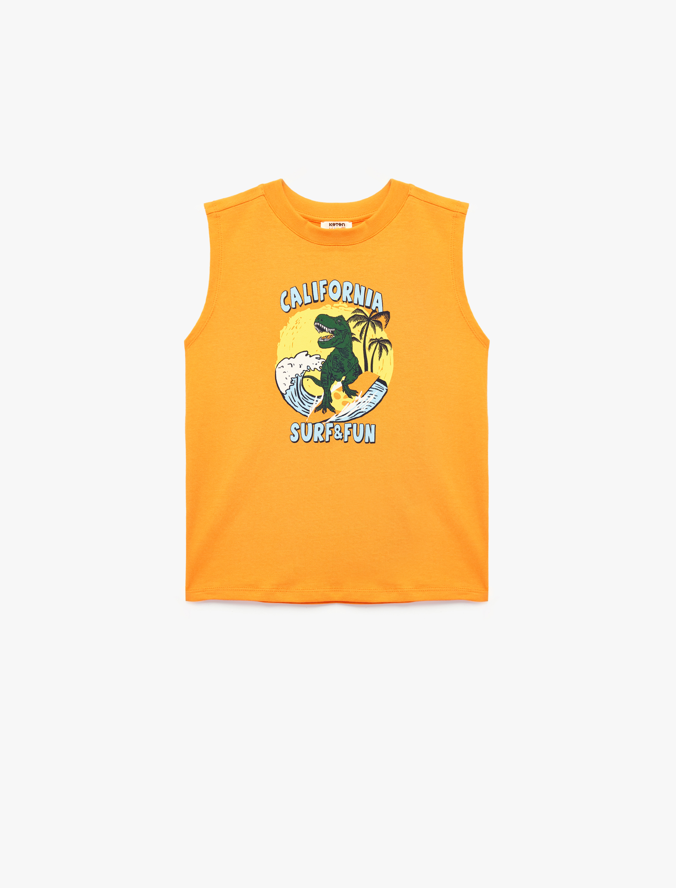  Erkek Çocuk Pamuklu Bisiklet Yaka Kolsuz Dinozor Baskılı Atlet