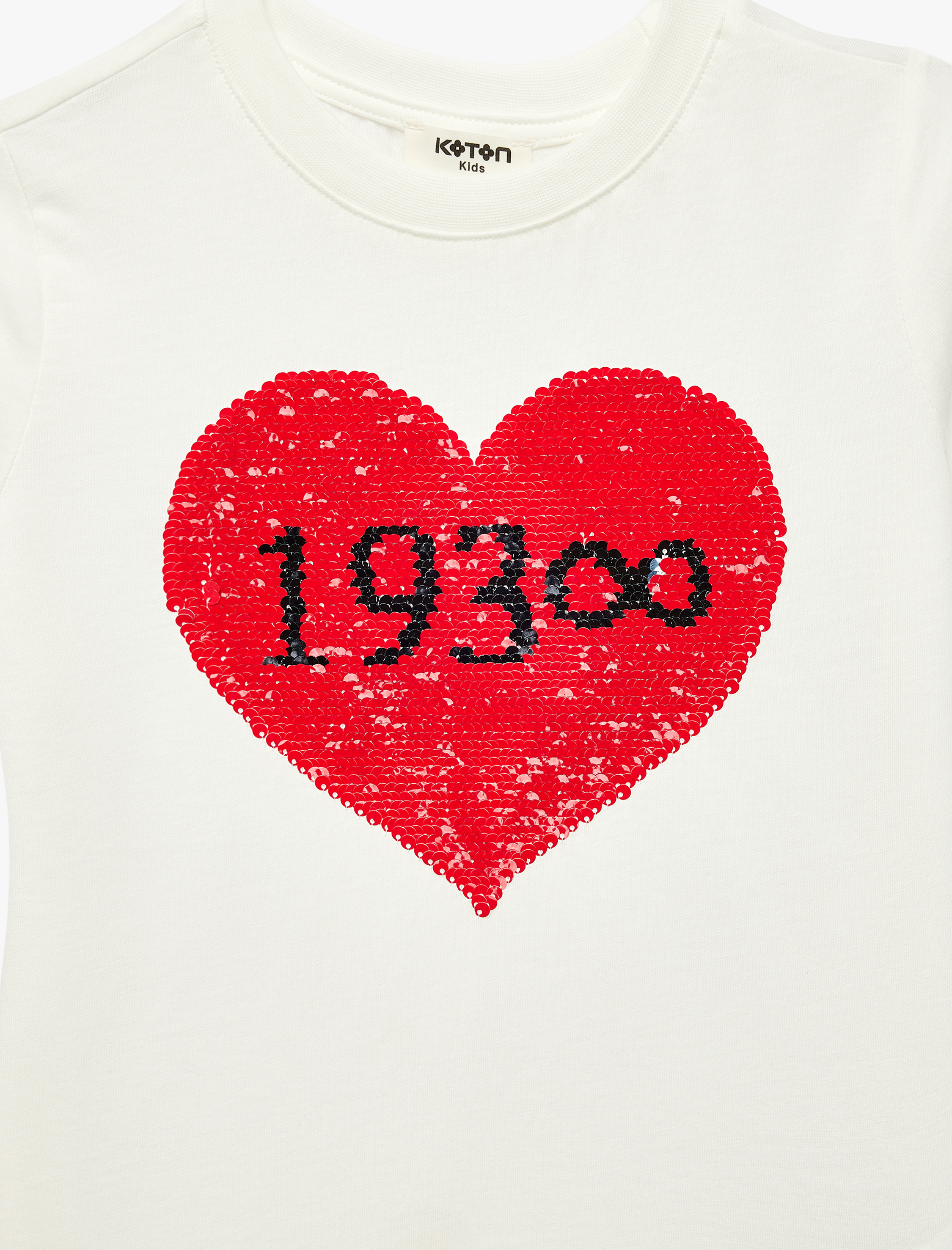  Kız Çocuk Pamuklu Pullu Payetli Kısa Kollu Bisiklet Yaka Atatürk Temalı Baskılı Tişört