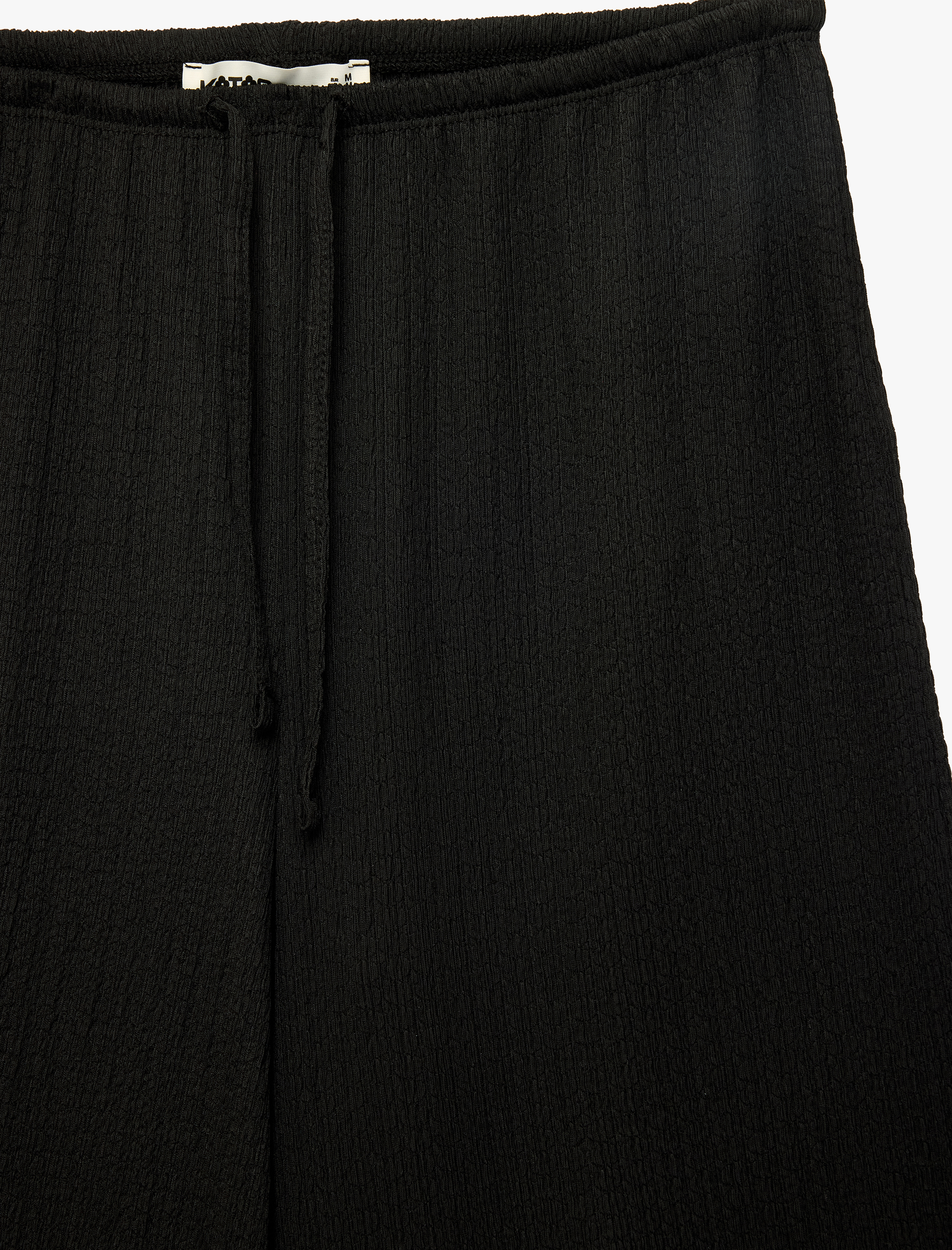   Bürümcük Kumaş Beli Bağcıklı Düz Geniş Paça Pantolon