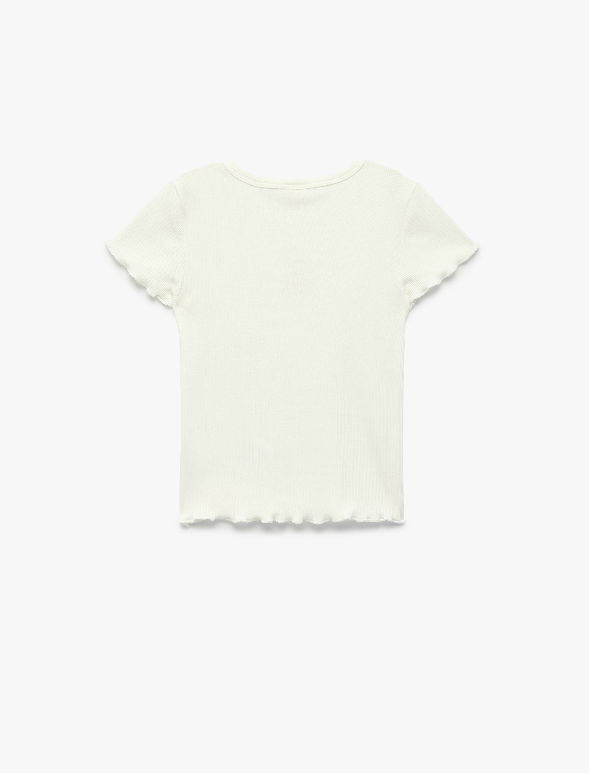  Kız Bebek Nakış Detaylı Kısa Kollu Bisiklet Yaka Pamuklu Tişört