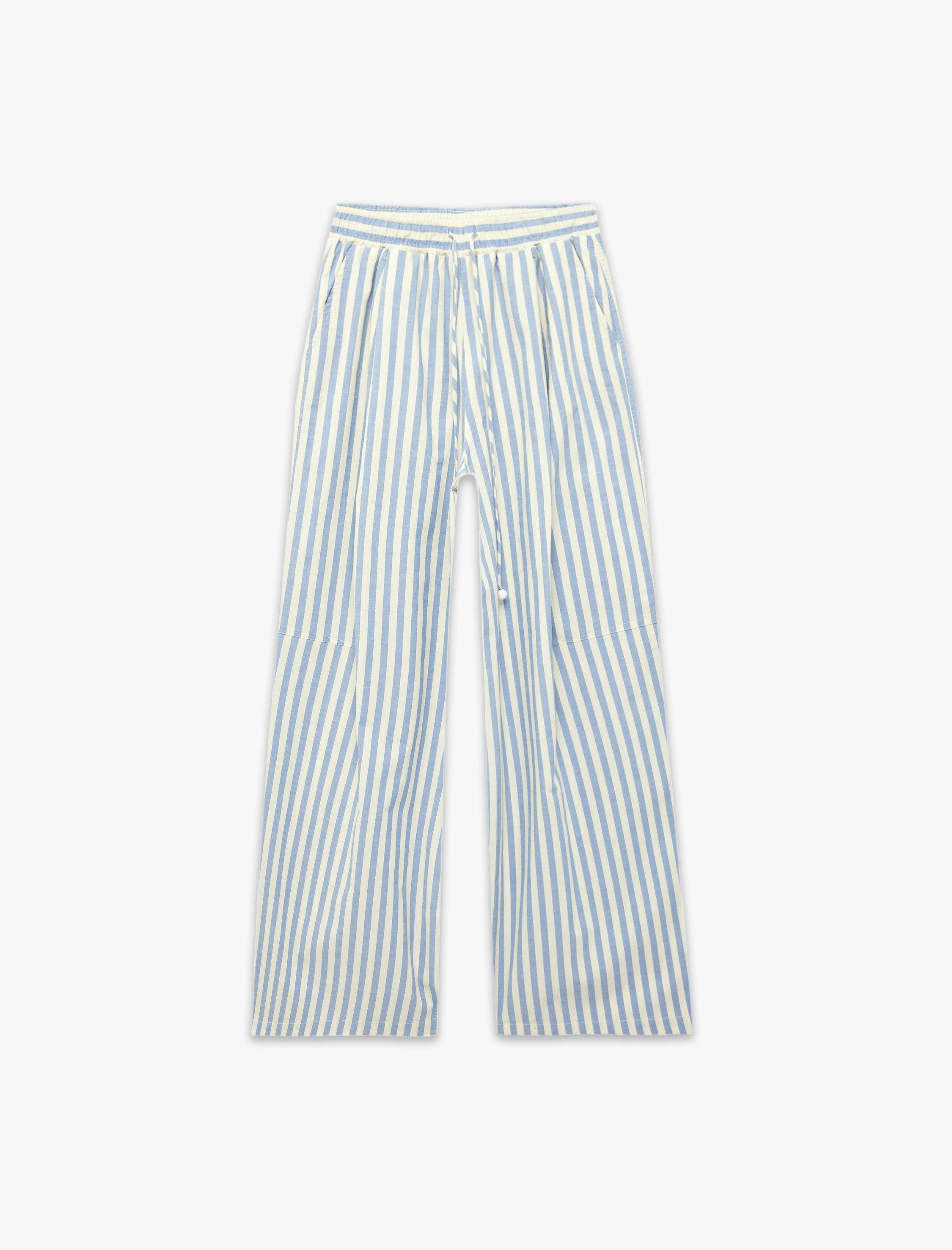   Pamuklu Rahat Kesim Pile Detaylı Cepli Geniş Paça Çizgili Pantolon