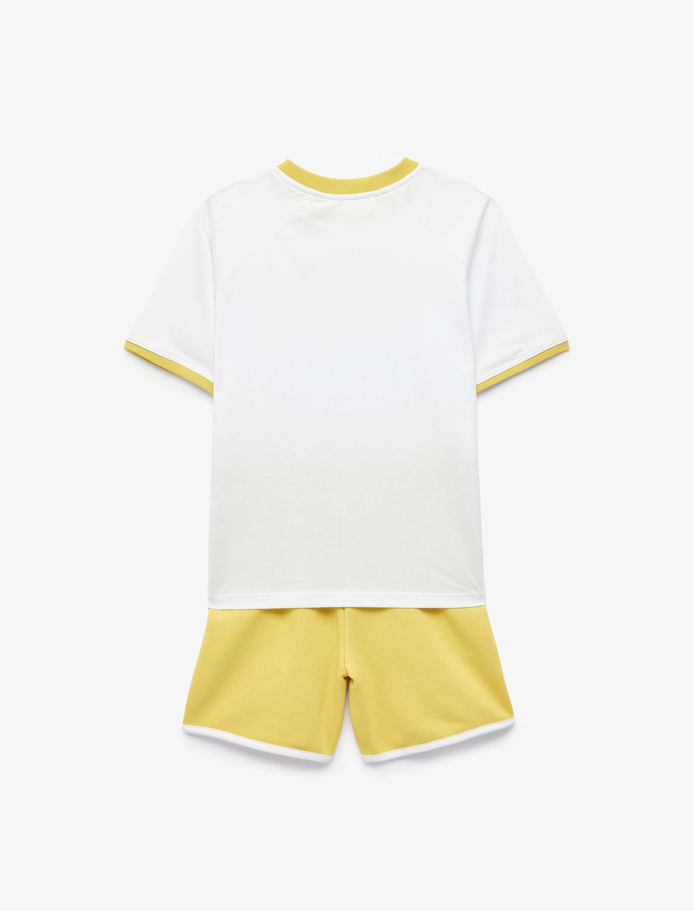  Erkek Çocuk Reglan Kol Bisiklet Yaka Baskılı Şort Tişört Takım