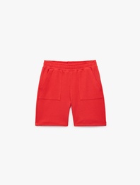 Cepli Beli Lastikli Dokulu Pamuklu Şort