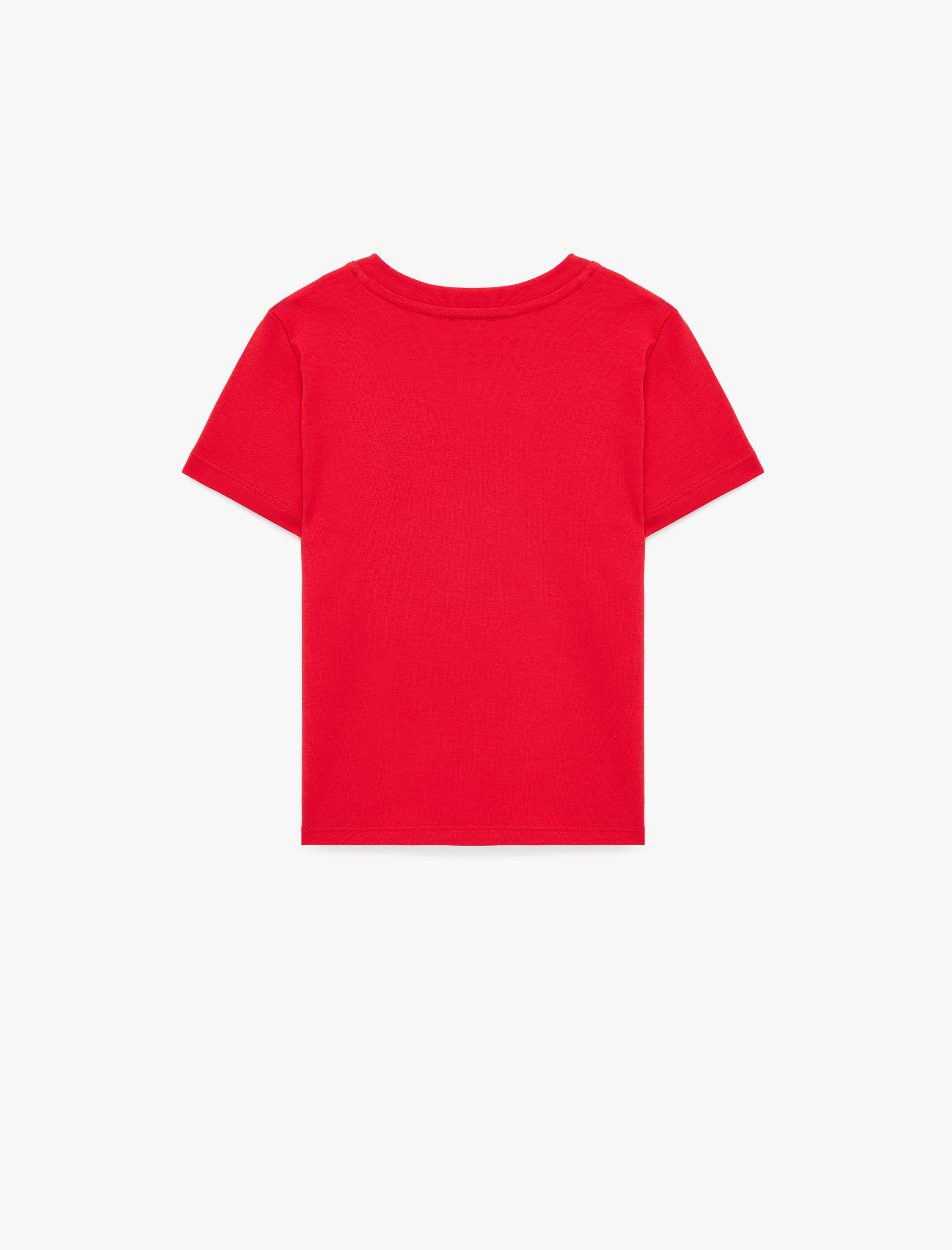  Kız Çocuk Atatürk Nakış Detaylı Bisiklet Yaka Kısa Kollu Pamuklu Tişört