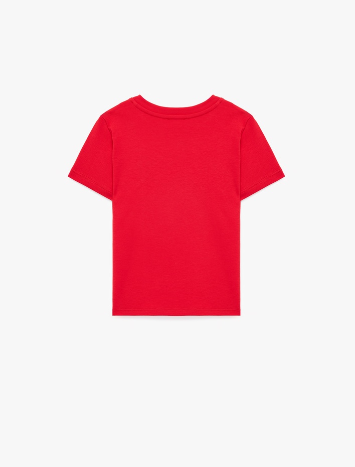 Kız Çocuk Atatürk Nakış Detaylı Bisiklet Yaka Kısa Kollu Pamuklu Tişört