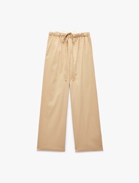 Cepli Beli Bağcıklı Rahat Kalıp Geniş Paça Pantolon