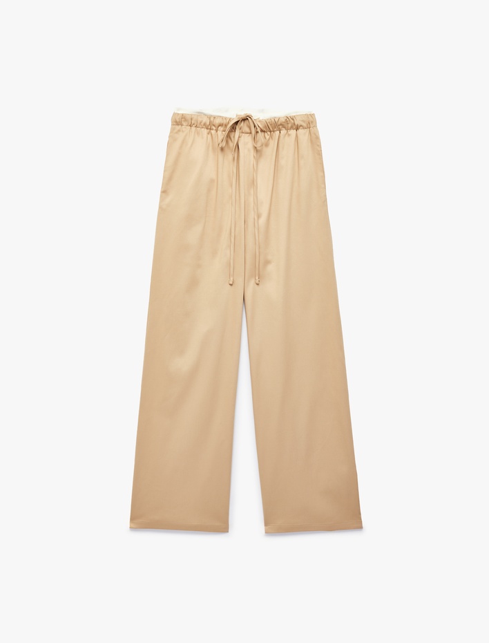  Cepli Beli Bağcıklı Rahat Kalıp Geniş Paça Pantolon