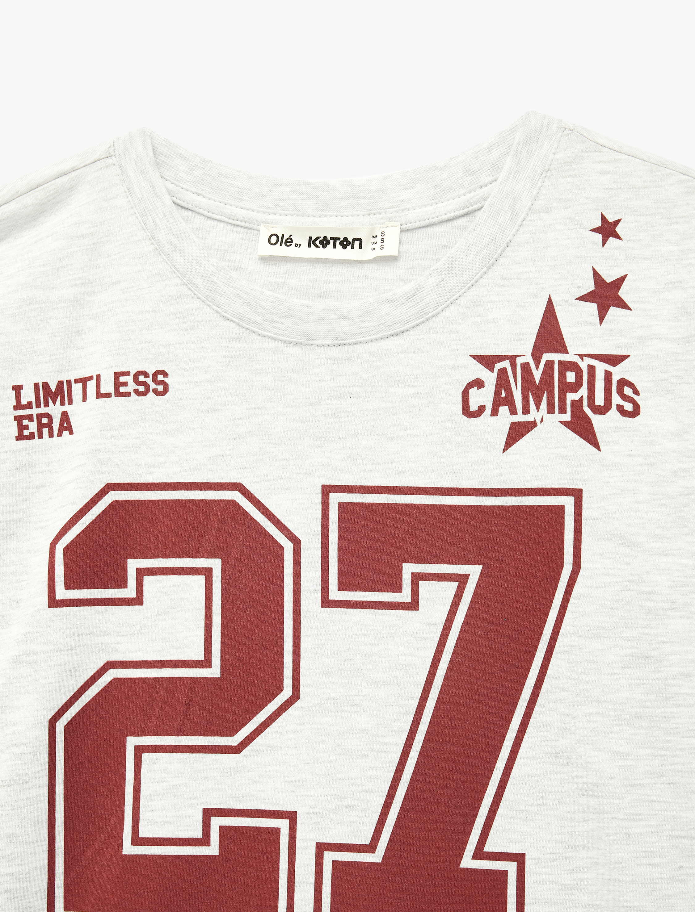   Rahat Kalıp Kısa Kollu Bisiklet Yaka Baskılı Tişört