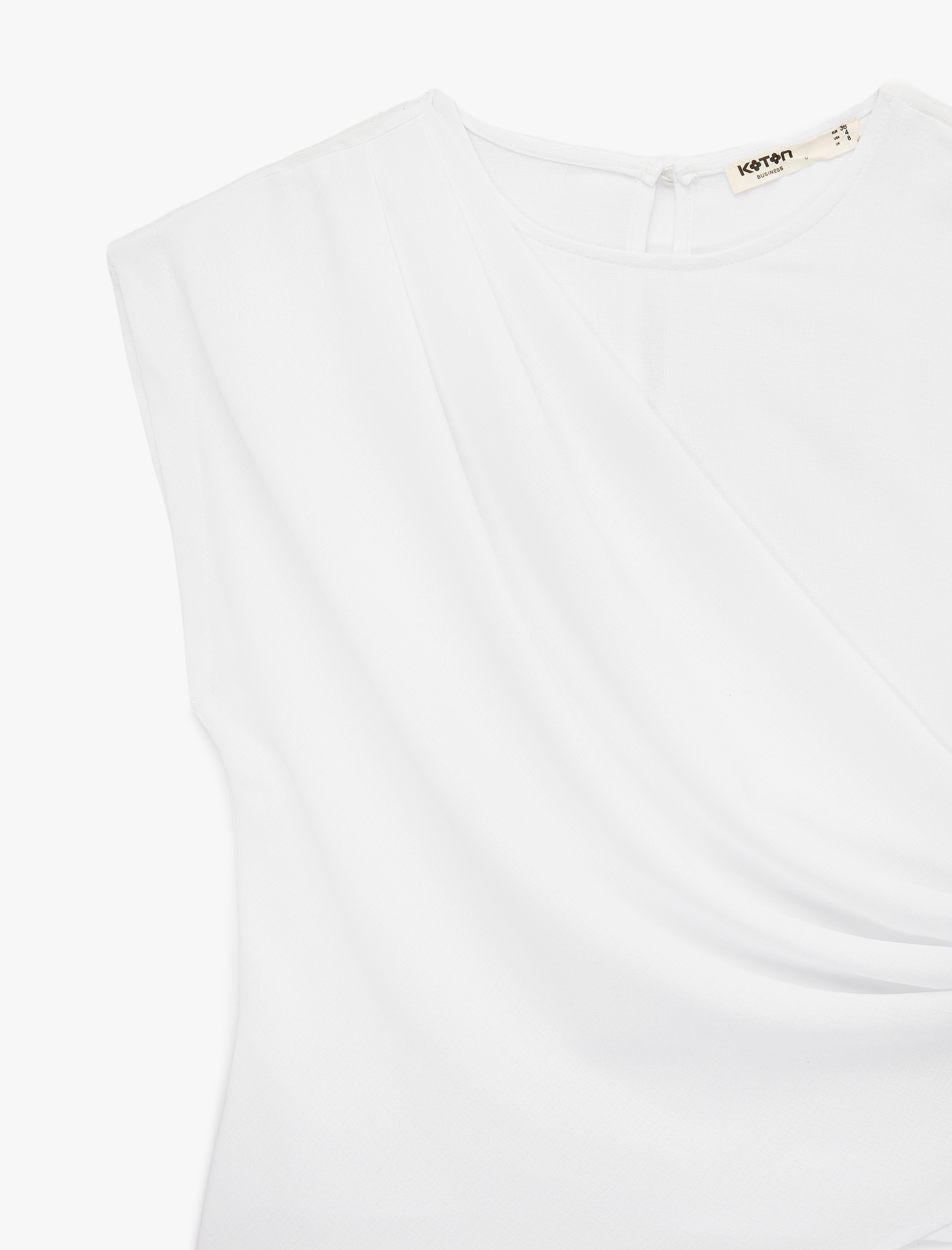   Asimetrik Kesim Kolsuz Bisiklet Yaka Drapeli Bluz