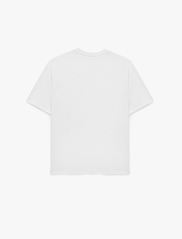  Kısa Kollu Bisiklet Yaka Fiyonklu Rahat Kalıp Pamuklu Tişört