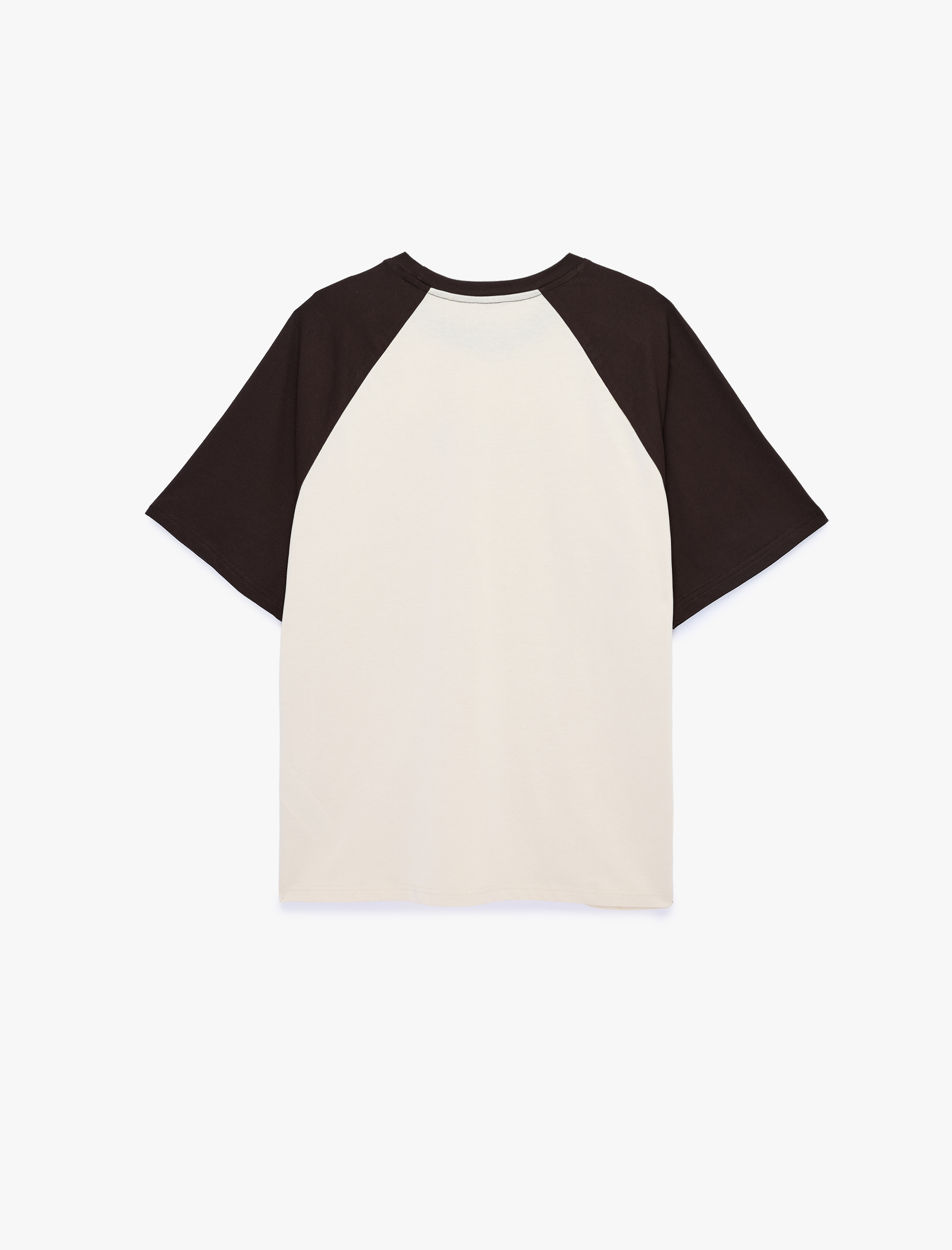   Rahat Kalıp Pamuklu Renk Kontrastlı Kısa Reglan Kollu Bisiklet Yaka Baskılı Spor Tişört