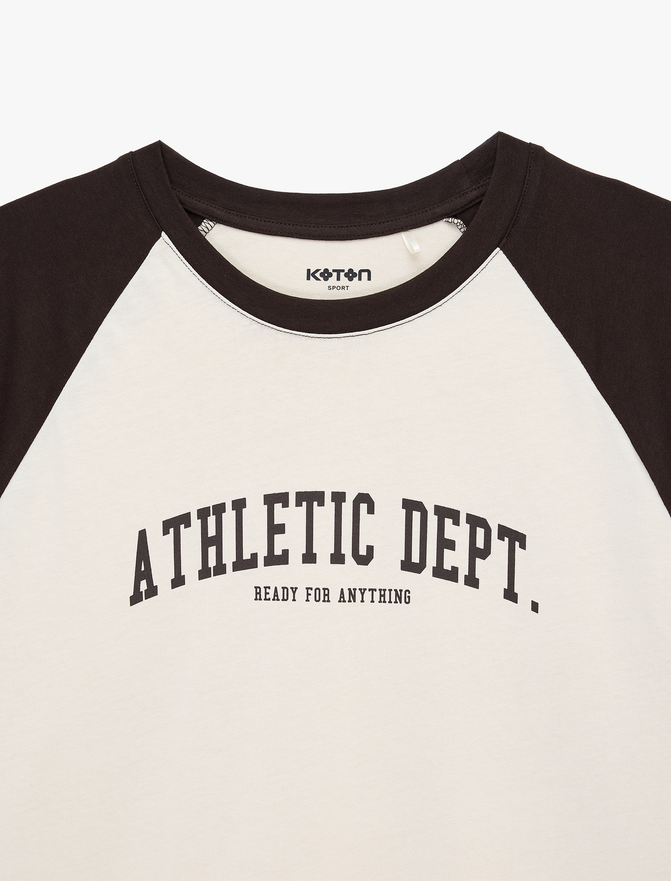   Rahat Kalıp Pamuklu Renk Kontrastlı Kısa Reglan Kollu Bisiklet Yaka Baskılı Spor Tişört