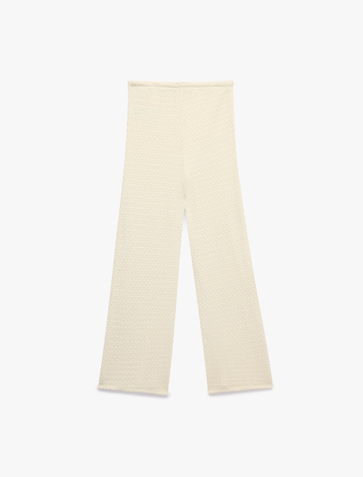  Bürümcük Kumaş Beli Bağlamalı Düz Paça Uzun Pantolon