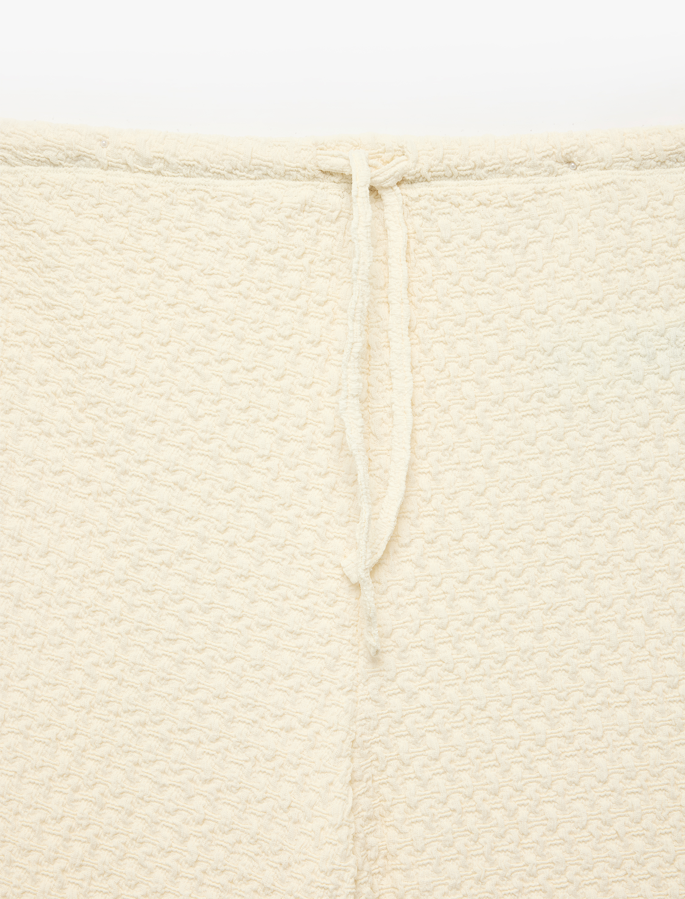   Bürümcük Kumaş Beli Bağlamalı Düz Paça Uzun Pantolon