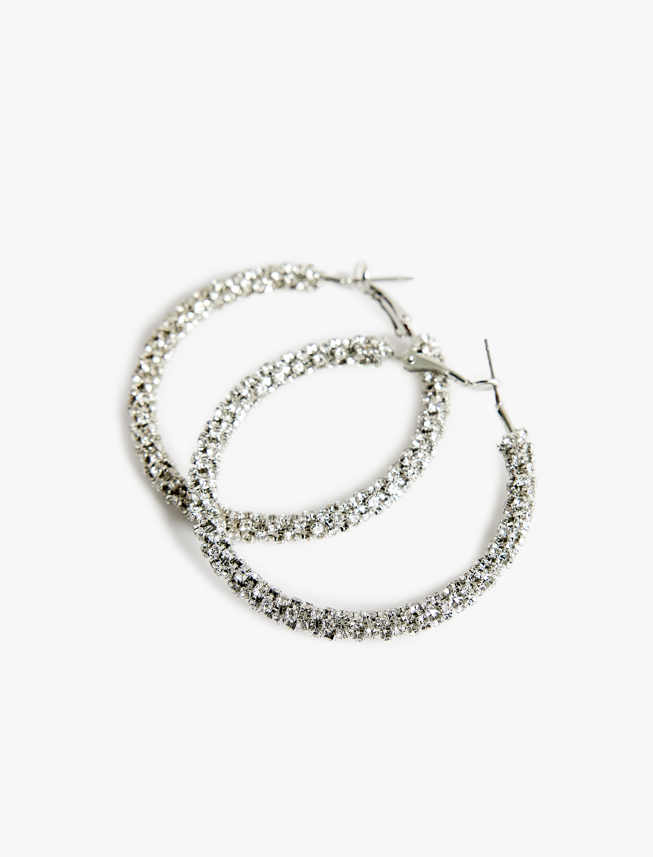  Kadın Taşlı Çelik Karışımlı Büyük Boy Halka Küpe