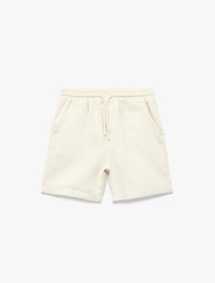 Keten  ve Pamuk Karışımlı Beli Bağcıklı Basic Şort