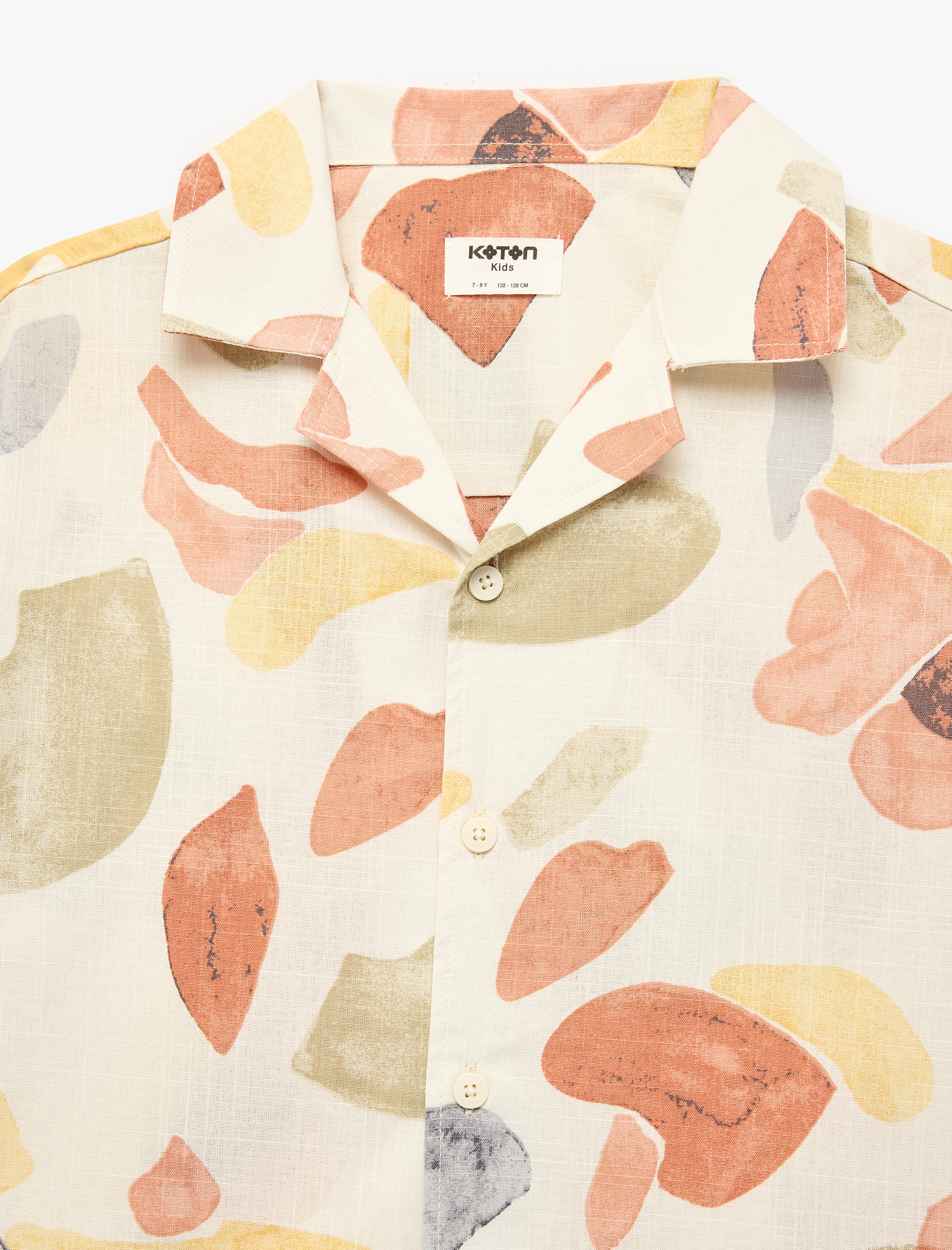  Erkek Çocuk Pamuklu Desenli Kısa Kollu Gömlek