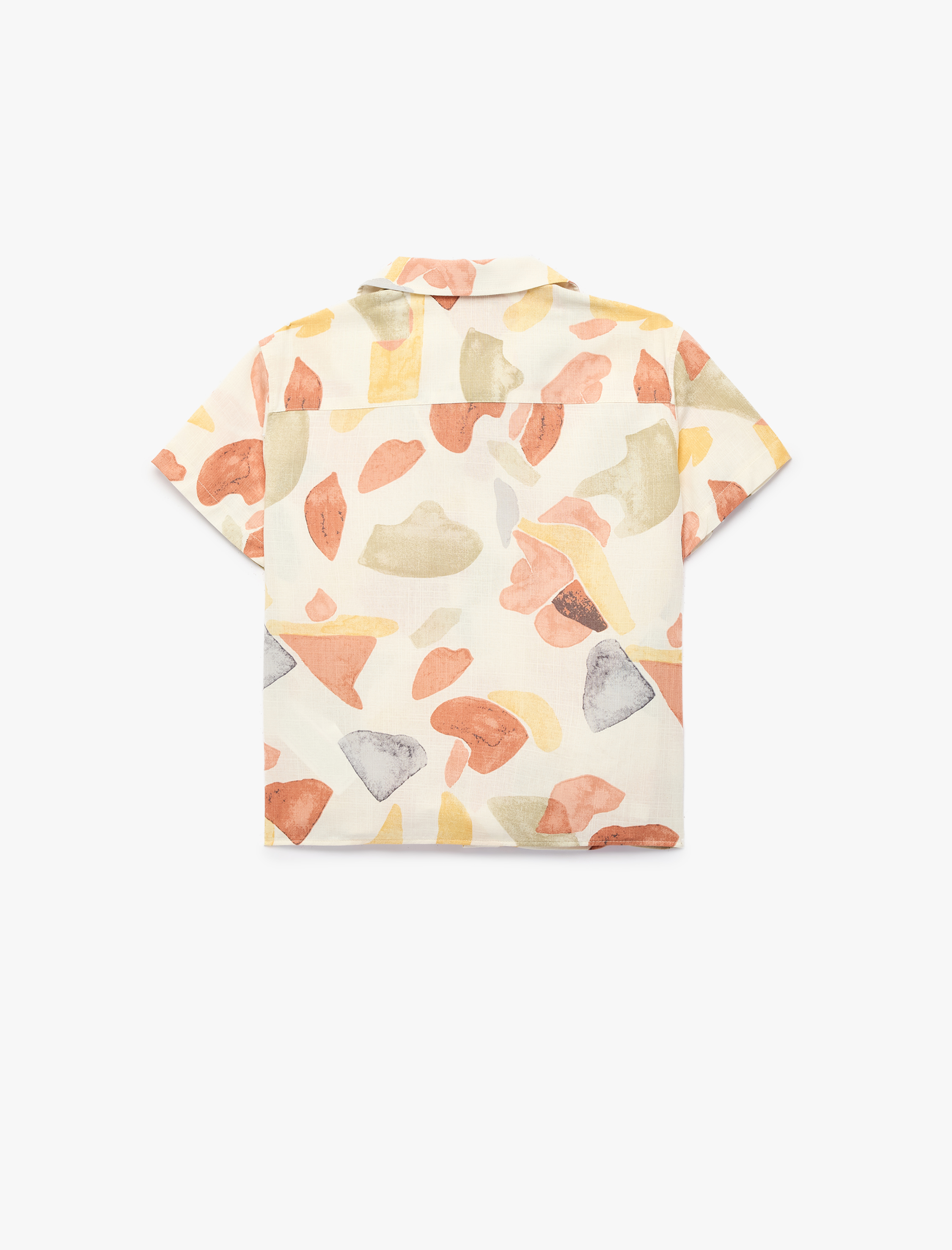  Erkek Çocuk Pamuklu Desenli Kısa Kollu Gömlek