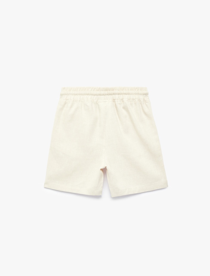 Erkek Çocuk Keten  ve Pamuk Karışımlı Beli Bağcıklı Basic Şort