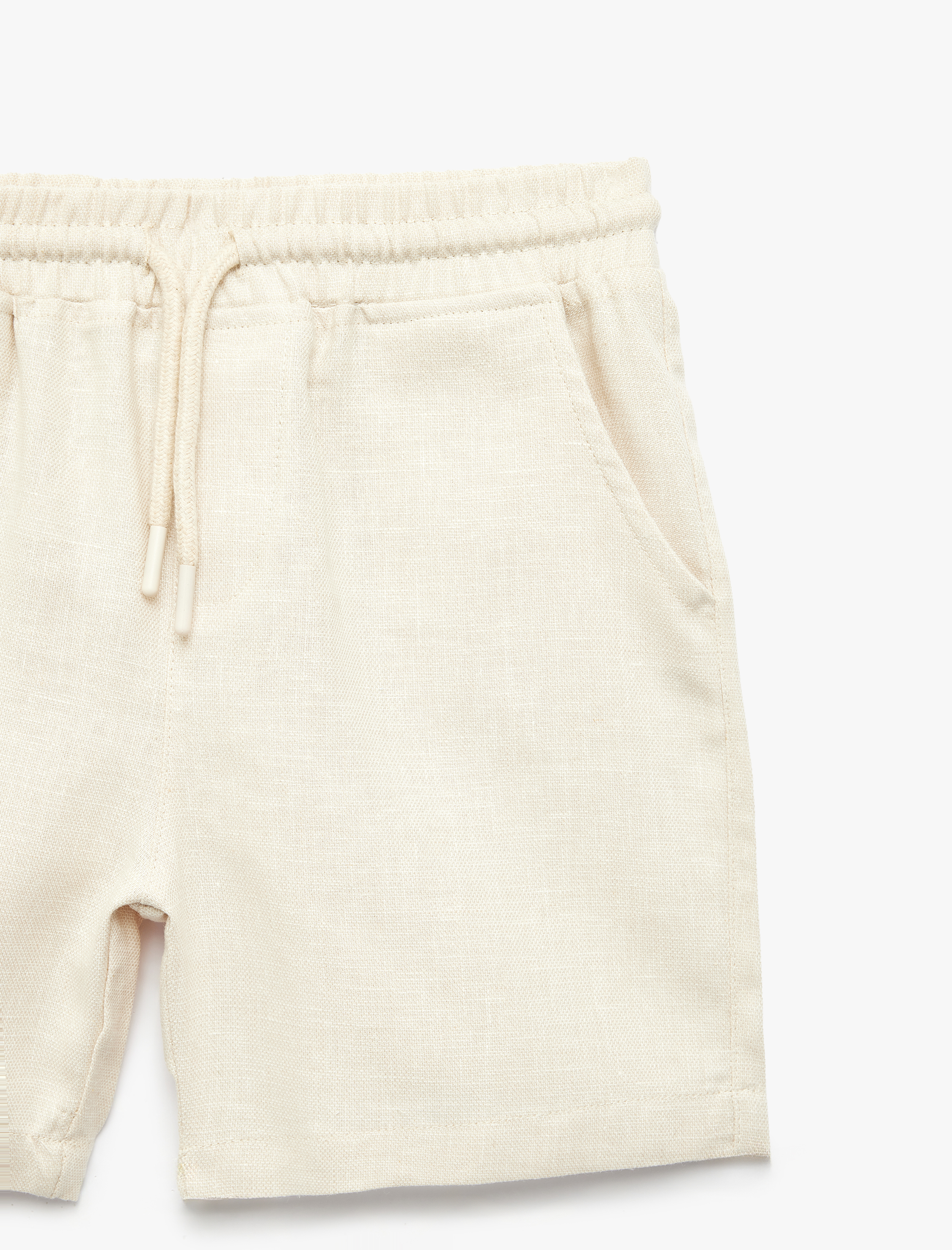  Erkek Çocuk Keten  ve Pamuk Karışımlı Beli Bağcıklı Basic Şort