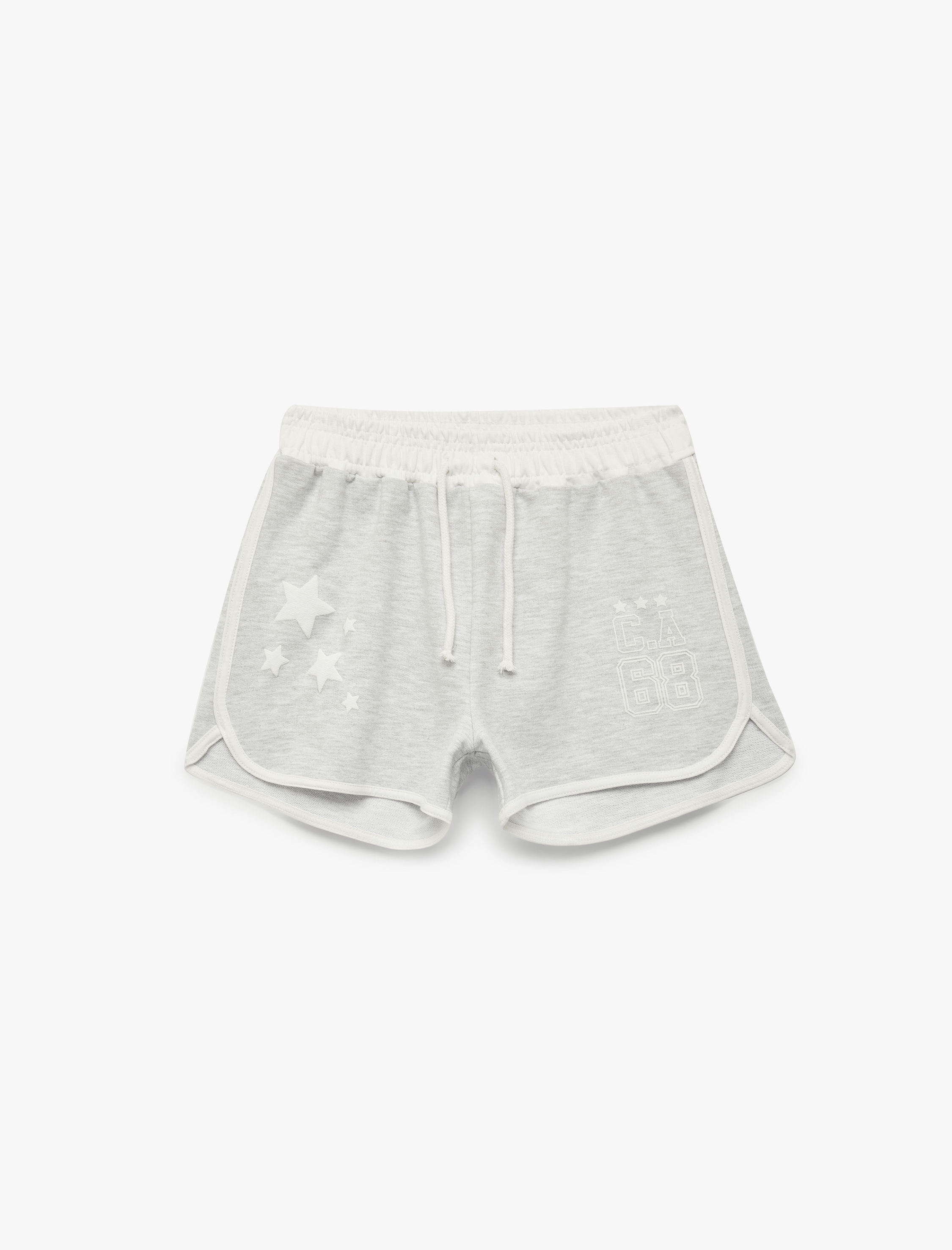  Kız Çocuk Beli Lastikli Yıldız Nakış Detaylı Şort