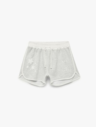 Beli Lastikli Yıldız Nakış Detaylı Şort