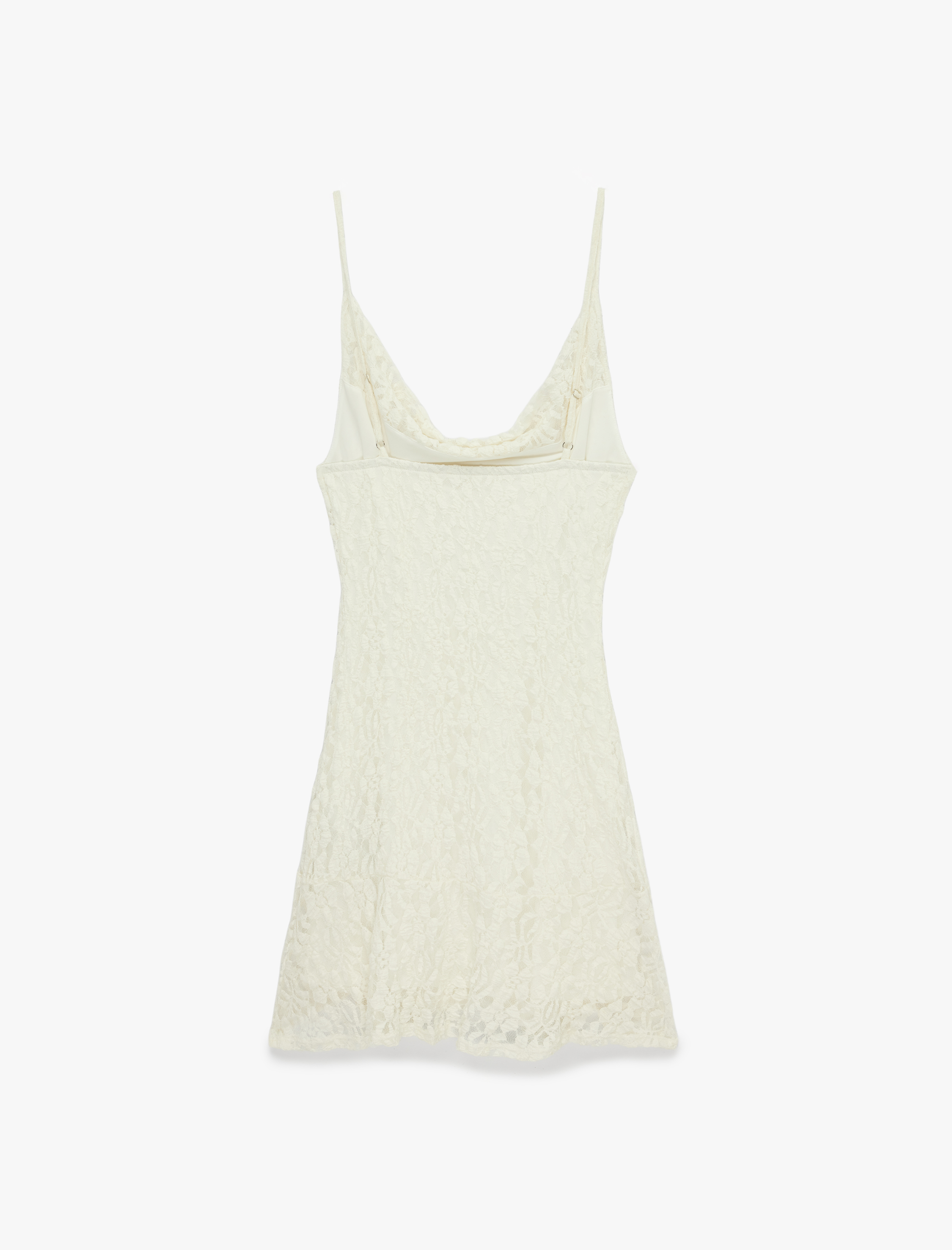   Degaje Yaka İnce Askılı Mini Dantel Elbise