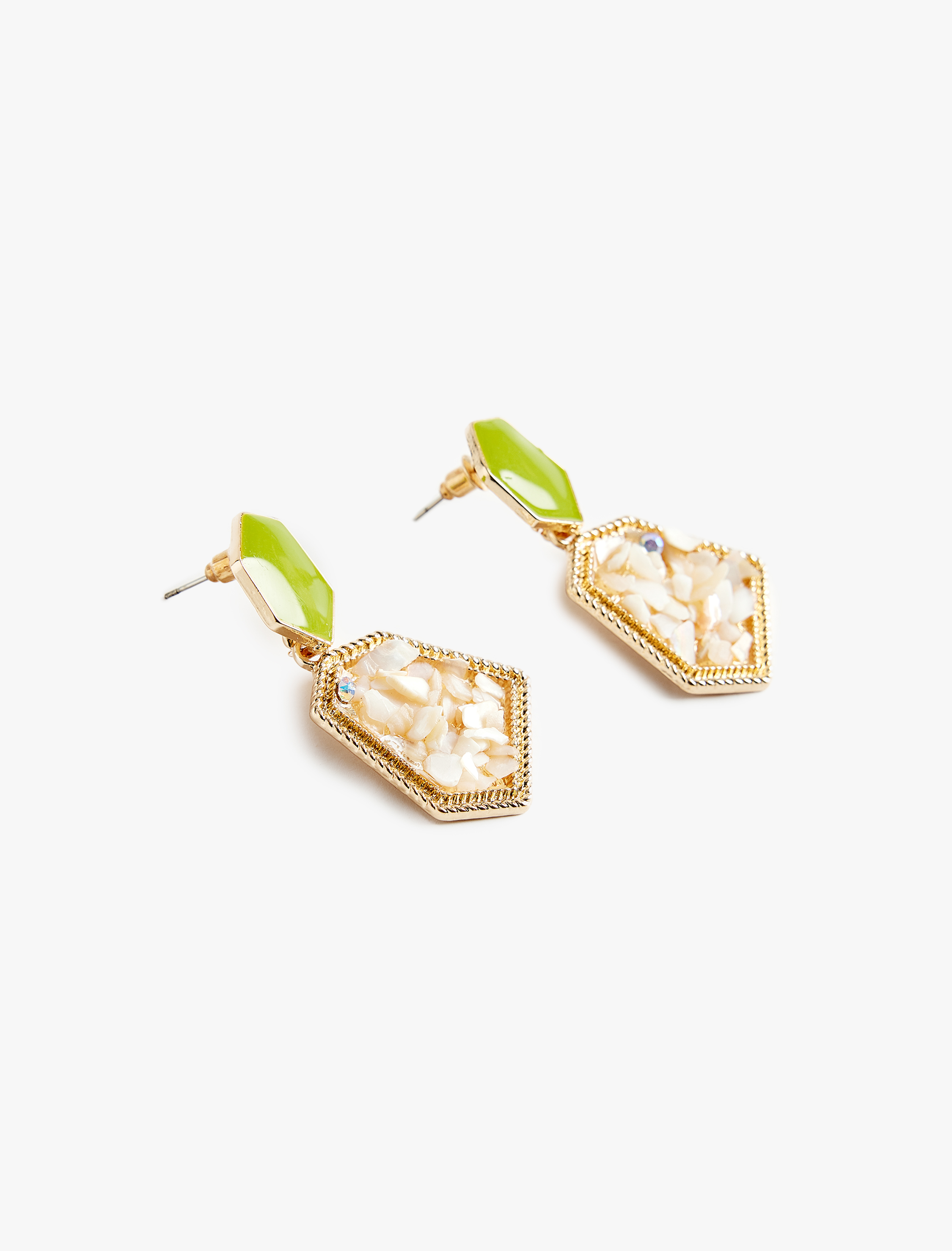  Kadın Taş Detaylı Büyük Boy Sallantılı Geometrik Küpe