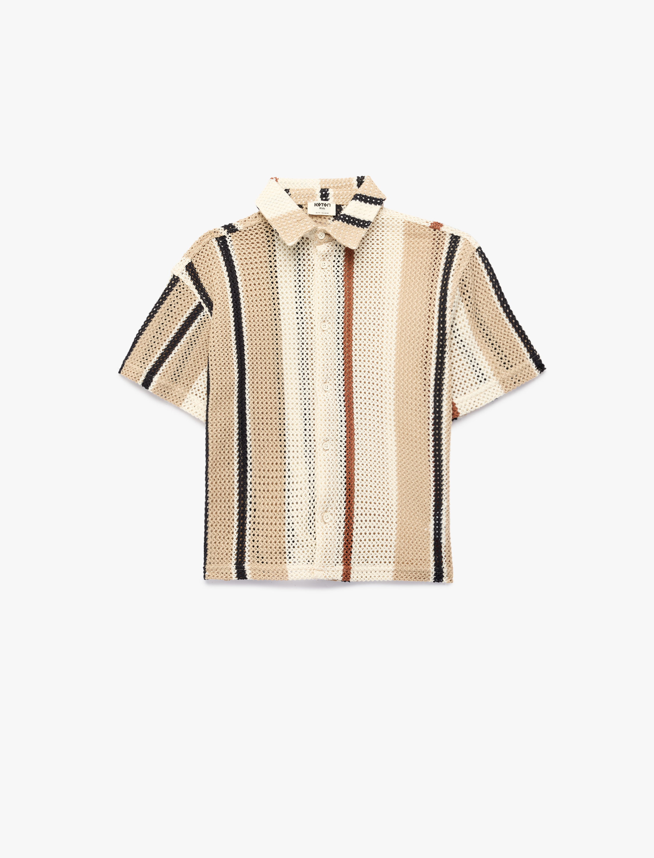  Erkek Çocuk Pamuklu Düğmeli Oversize Kısa Kollu Triko Gömlek