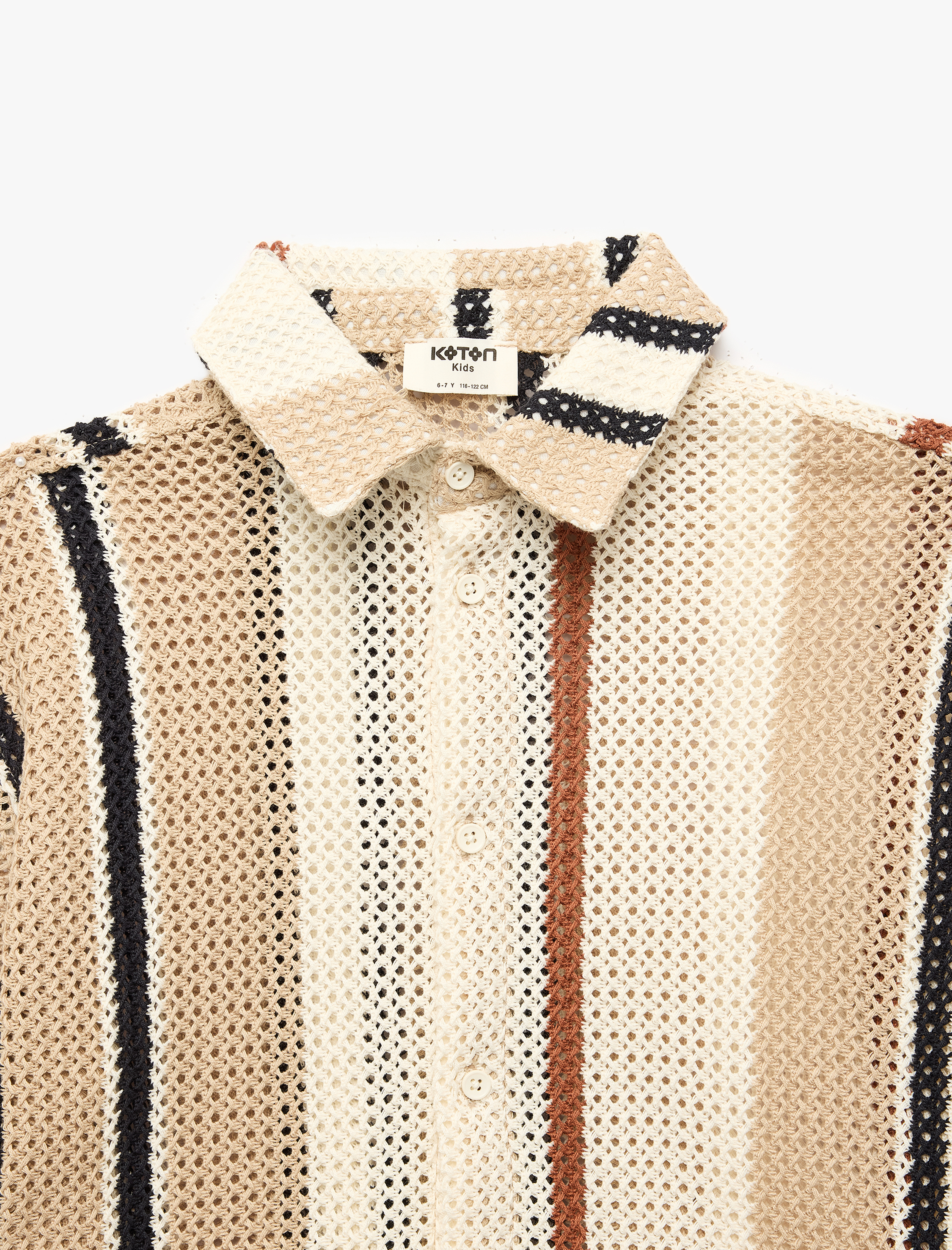  Erkek Çocuk Pamuklu Düğmeli Oversize Kısa Kollu Triko Gömlek