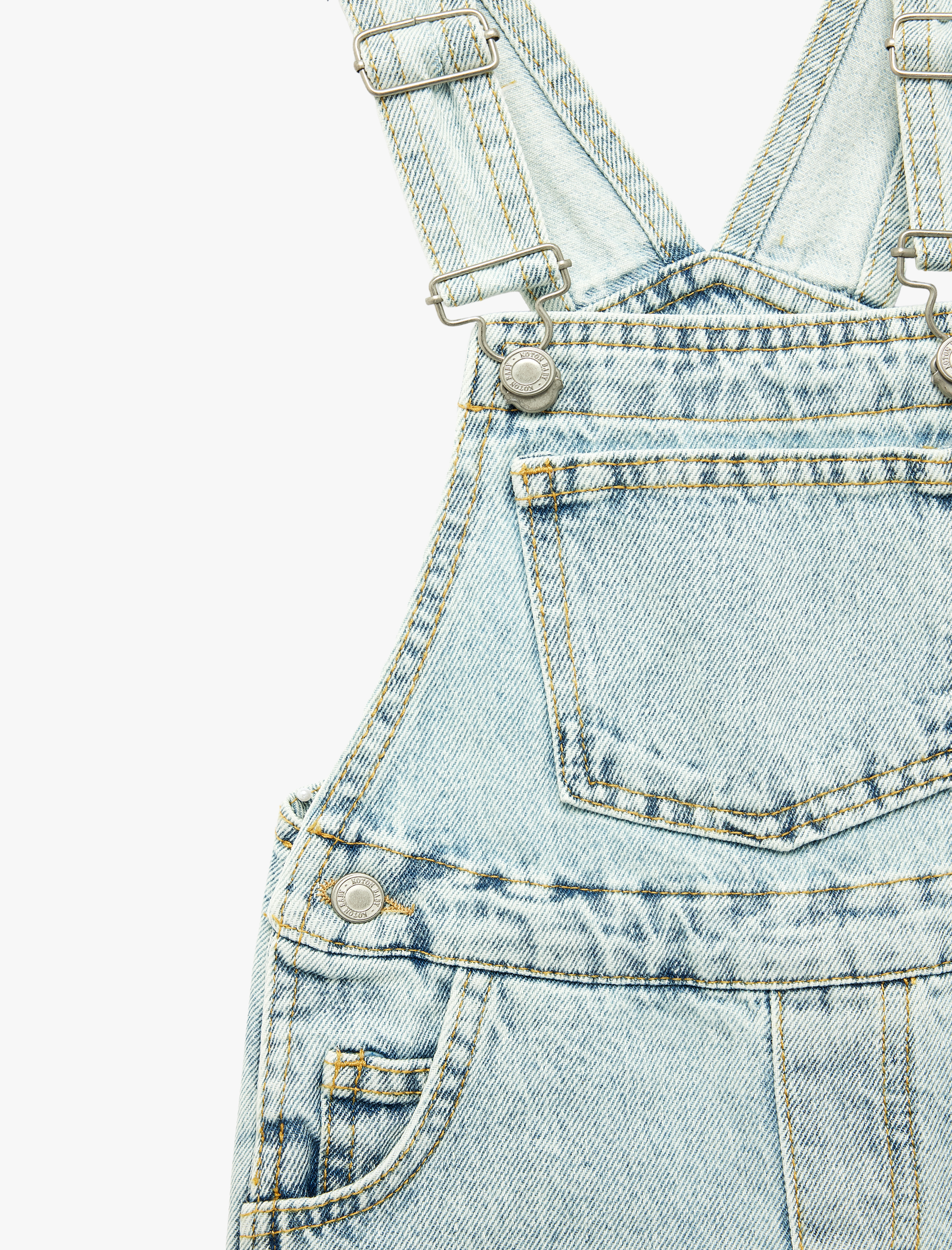  Erkek Bebek Pamuklu Cepli Toka Detaylı Kısa Jean Salopet