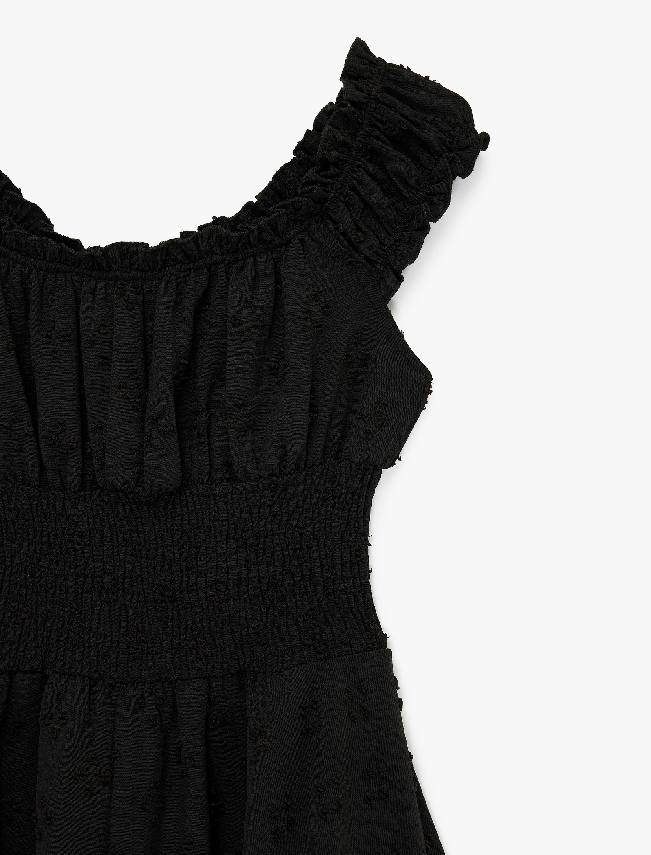   Fırfırlı Yaka Kolsuz Gipeli Mini Elbise