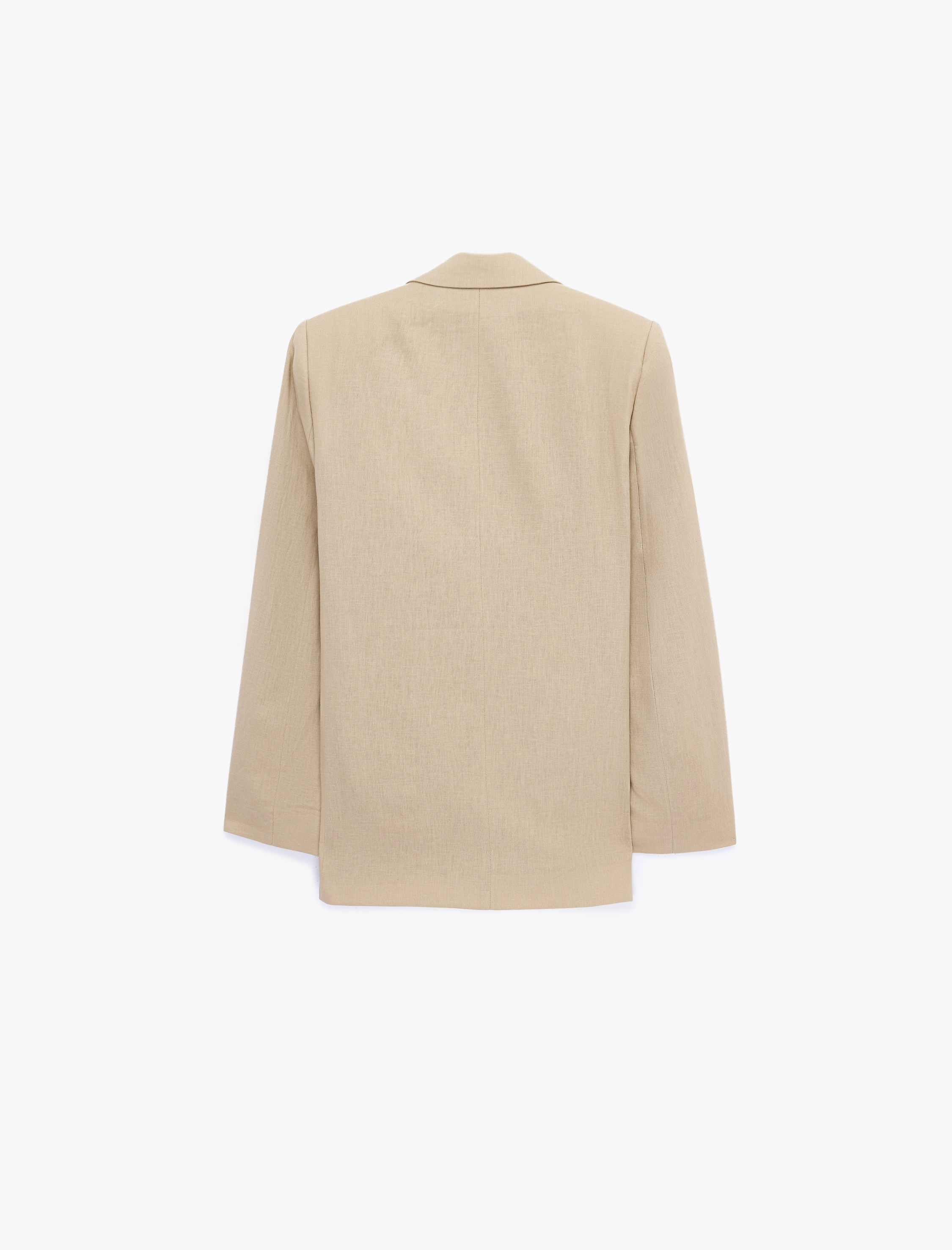   Rahat Kalıp Astarlı Uzun Kollu Cepli Keten Blazer Ceket