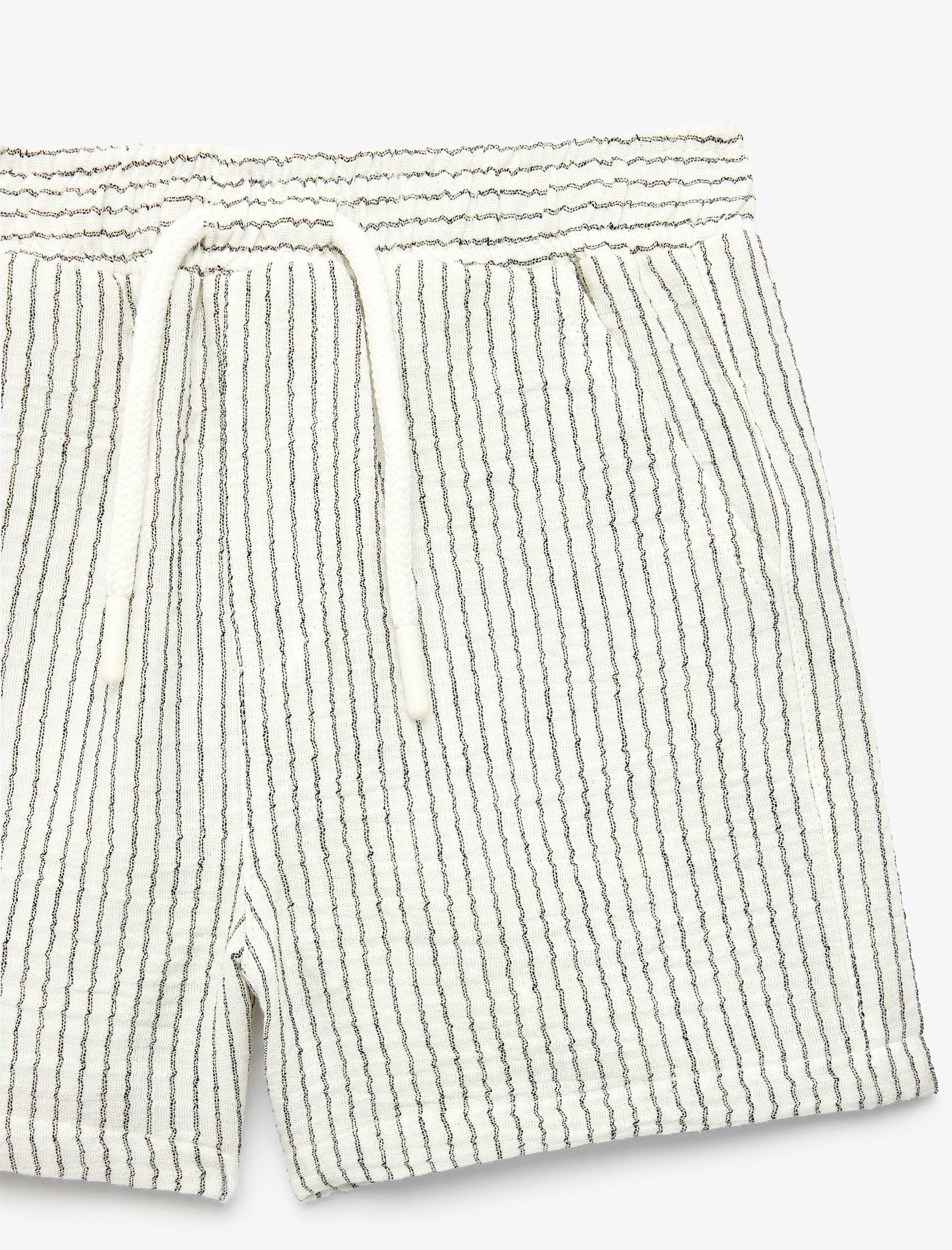  Erkek Bebek Pamuklu Beli Lastikli Müslin Çizgili  Şort