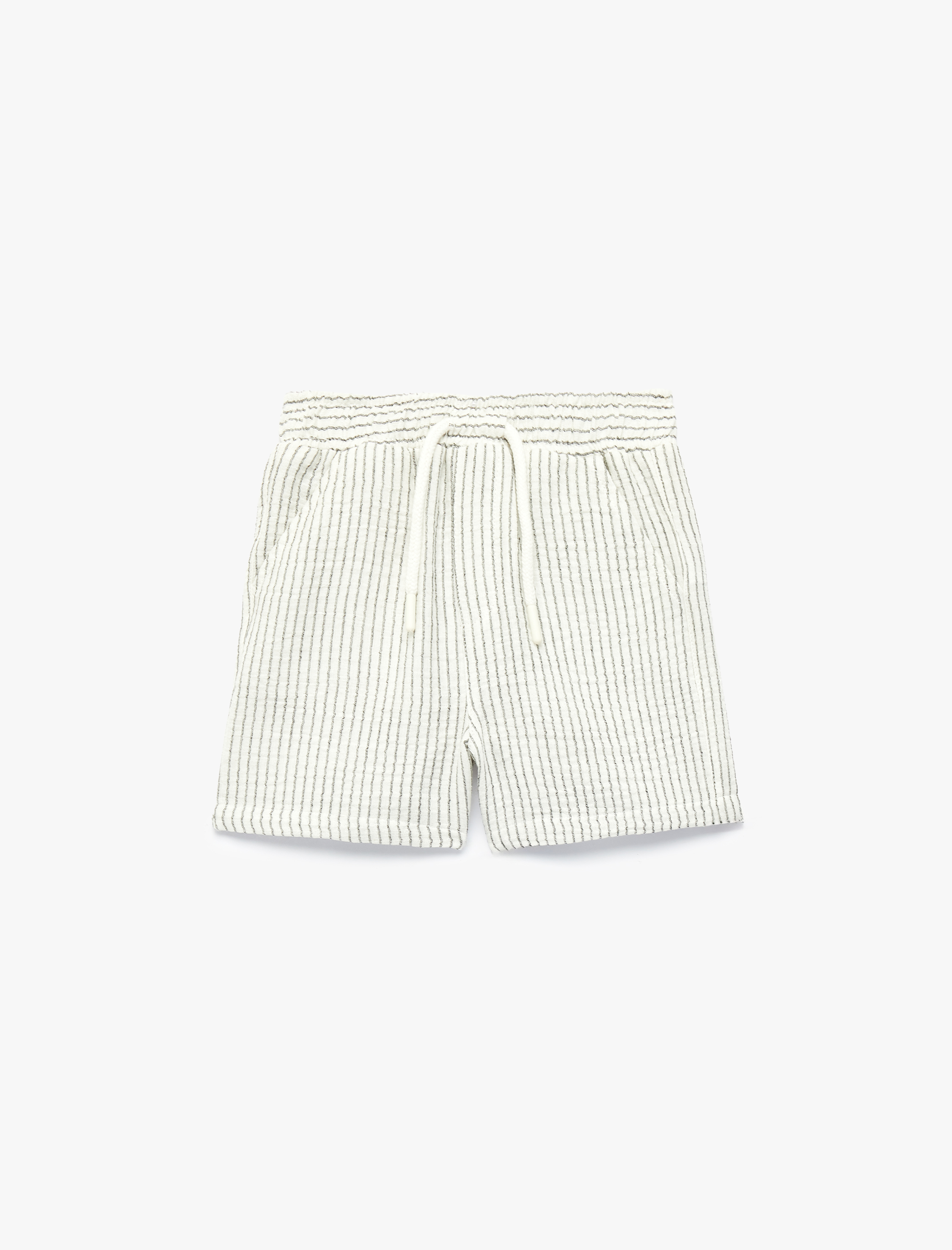  Erkek Bebek Pamuklu Beli Lastikli Müslin Çizgili  Şort
