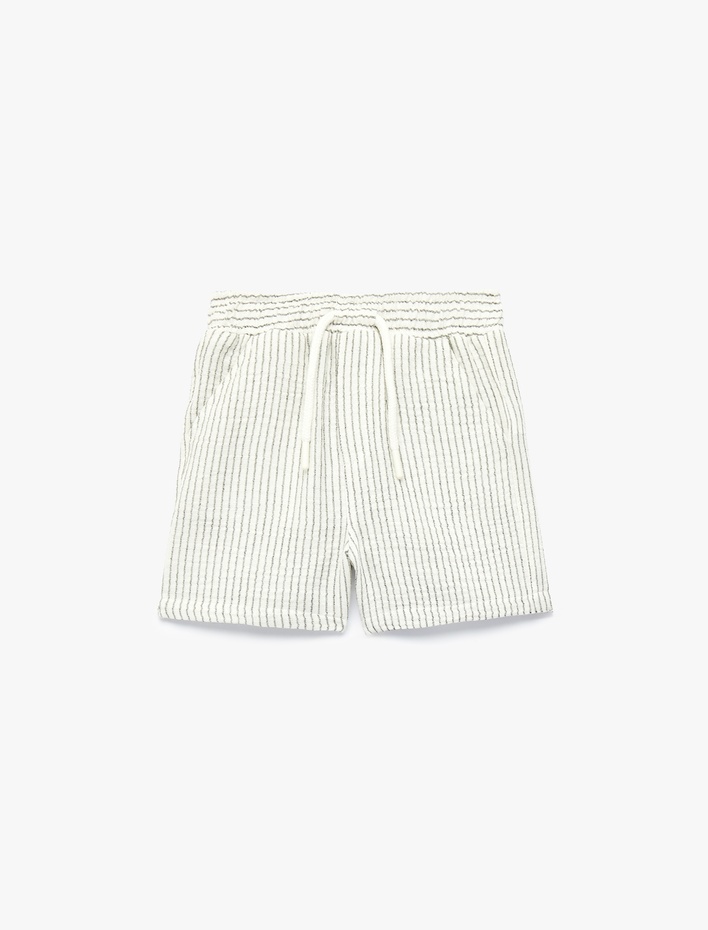 Erkek Bebek Pamuklu Beli Lastikli Müslin Çizgili  Şort