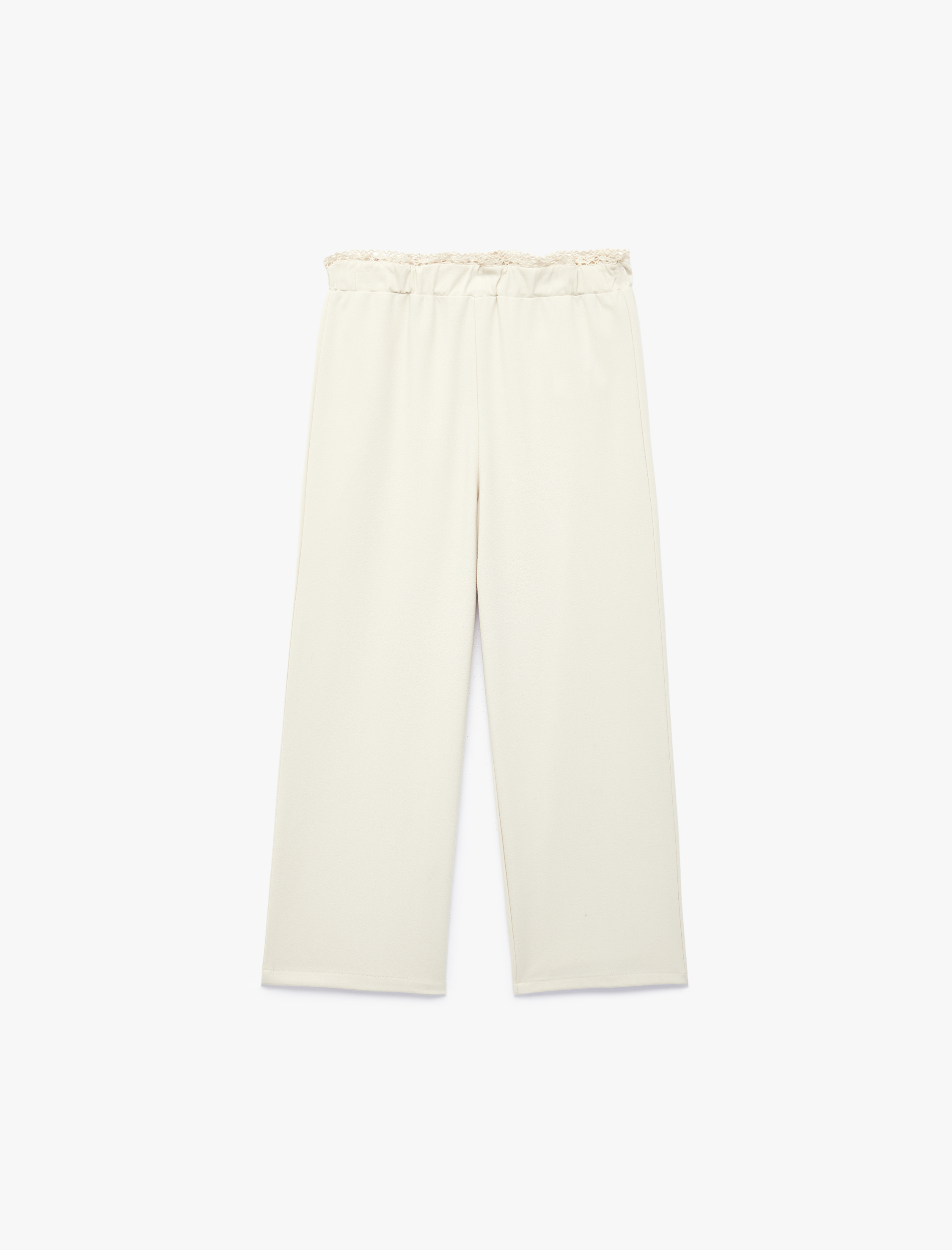  Kız Çocuk Beli Lastikli Viskon Karışımlı Geniş Paça Pantolon