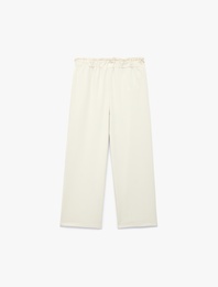 Beli Lastikli Viskon Karışımlı Geniş Paça Pantolon