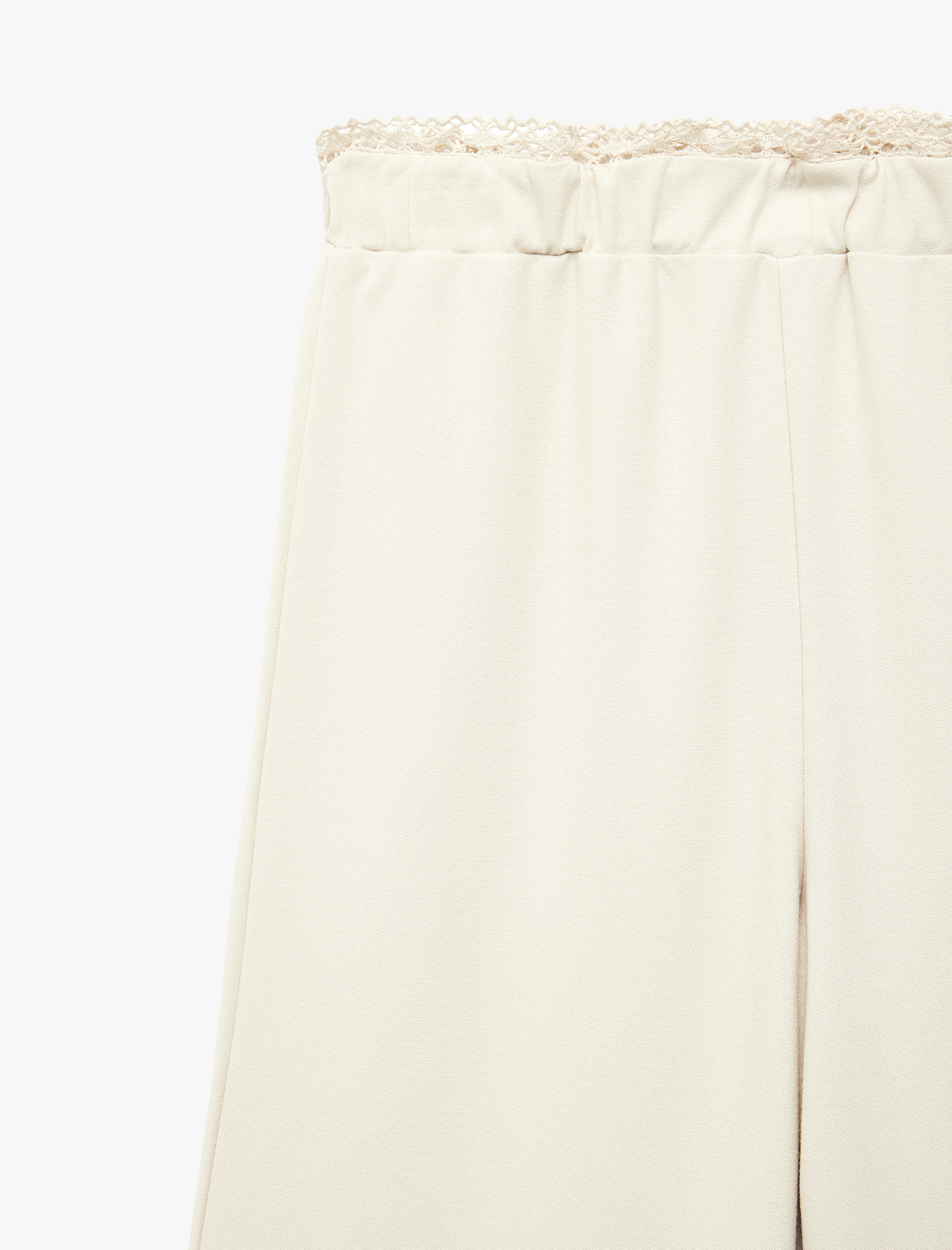  Kız Çocuk Beli Lastikli Viskon Karışımlı Geniş Paça Pantolon