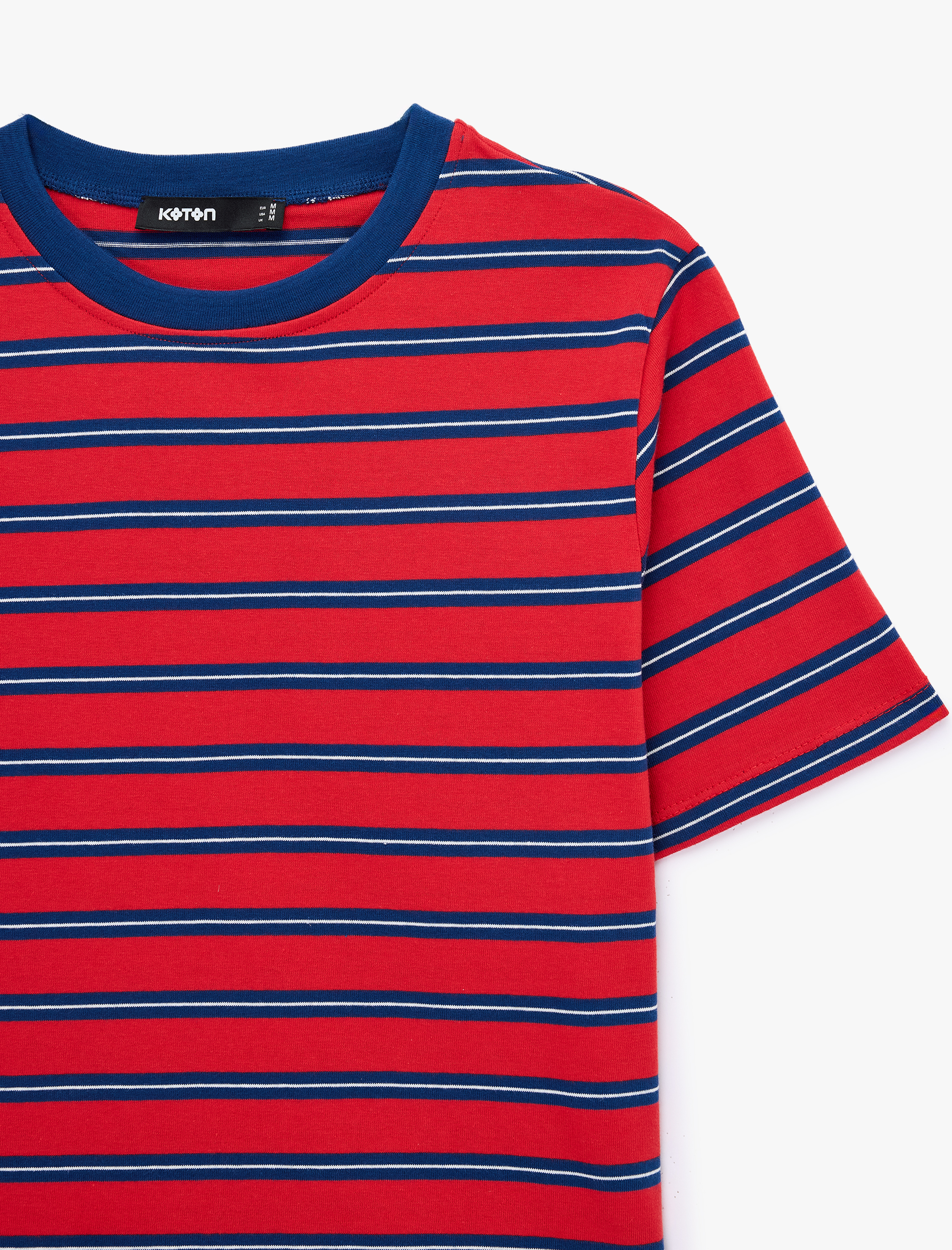   Pamuklu Regular Fit Kısa Kollu Bisiklet Yaka Çizgili Tişört