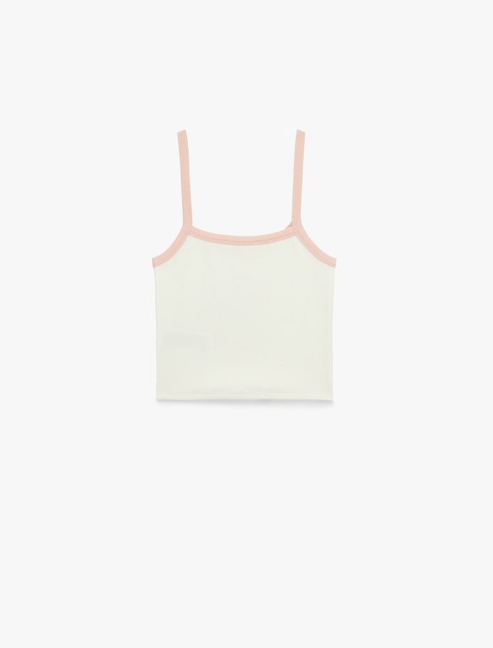  Slim Fit İp Askılı Çiçek Baskılı Pamuklu Bluz