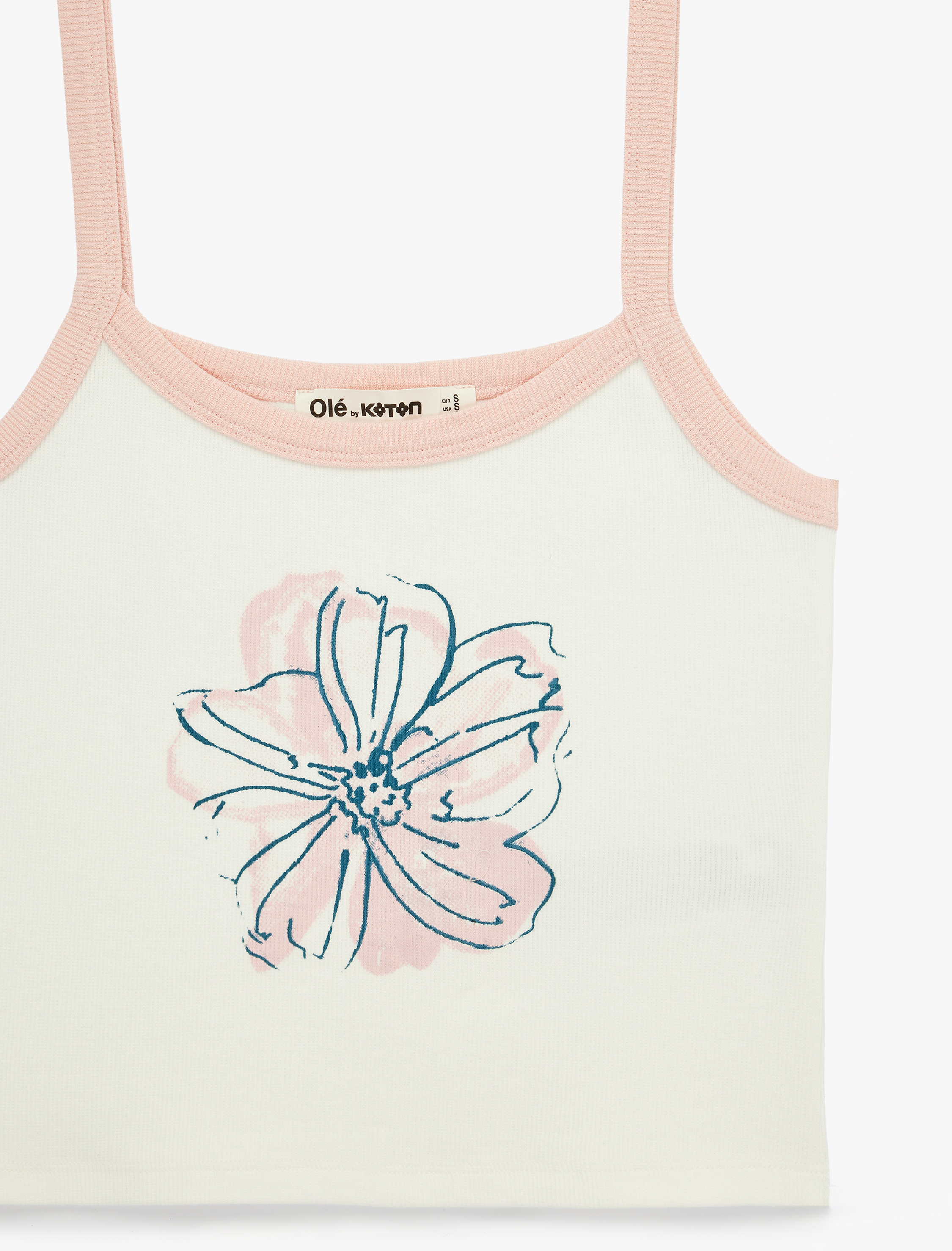   Slim Fit İp Askılı Çiçek Baskılı Pamuklu Bluz